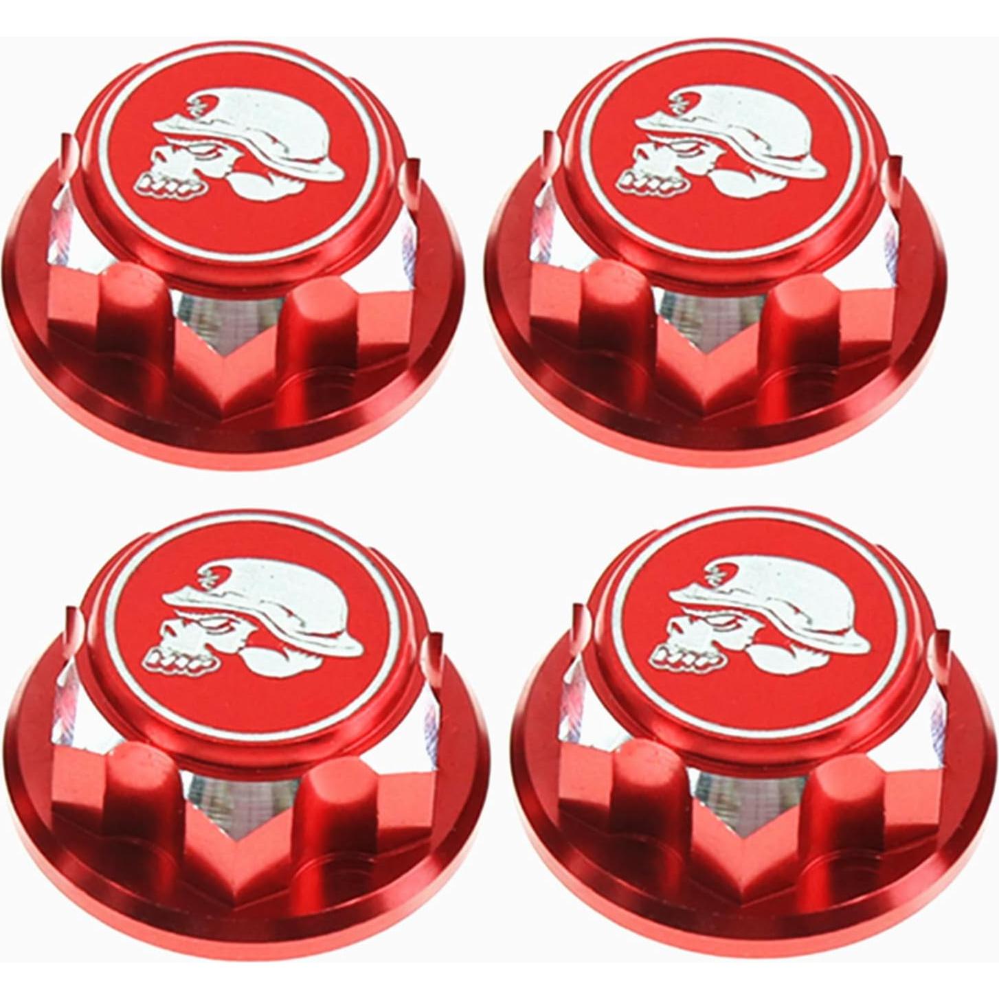8 Tuercas de Rueda Hexagonales 17mm Aluminio RC Rojo