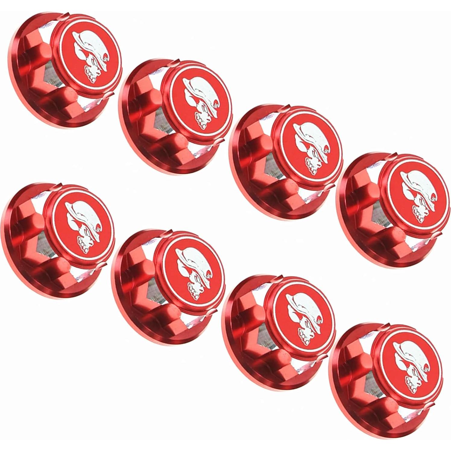 8 Tuercas de Rueda Hexagonales 17mm Aluminio RC Rojo