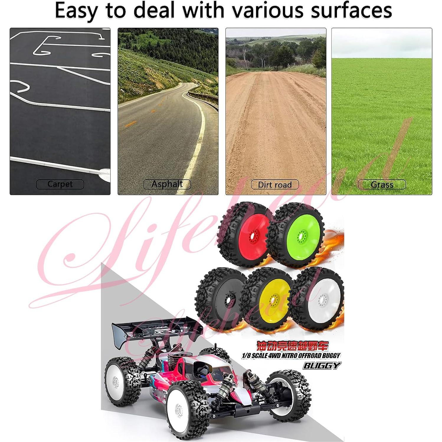 Neumáticos Todo Terreno 1/8 Escala Lifehead LZQ-49 - 4 Piezas