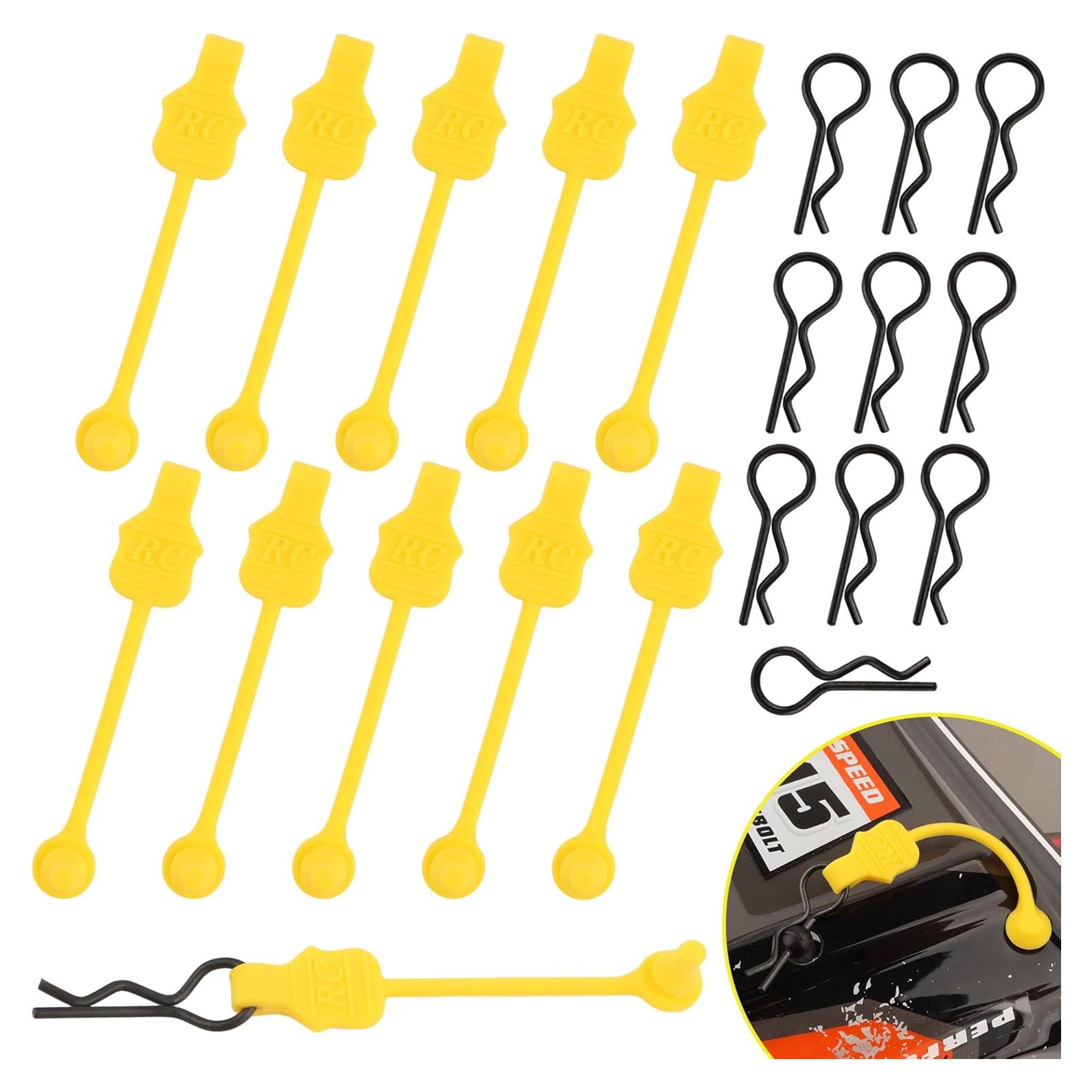 10 Clips de Cuerpo RC GDOOL 1.2mm con Anillas Amarillas