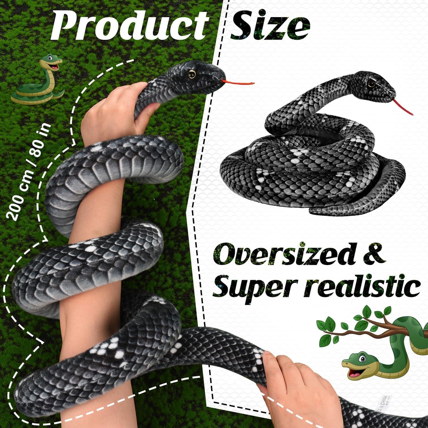 Peluche de Serpiente Gigante MGZTTHW 200 cm Negro