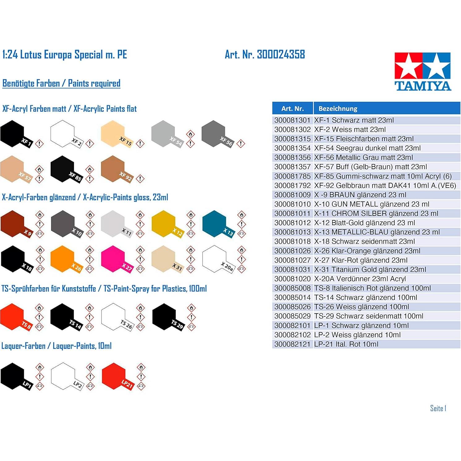 Tamiya 24358-000 Kit de Modelo 1:24 Lotus Europa Special