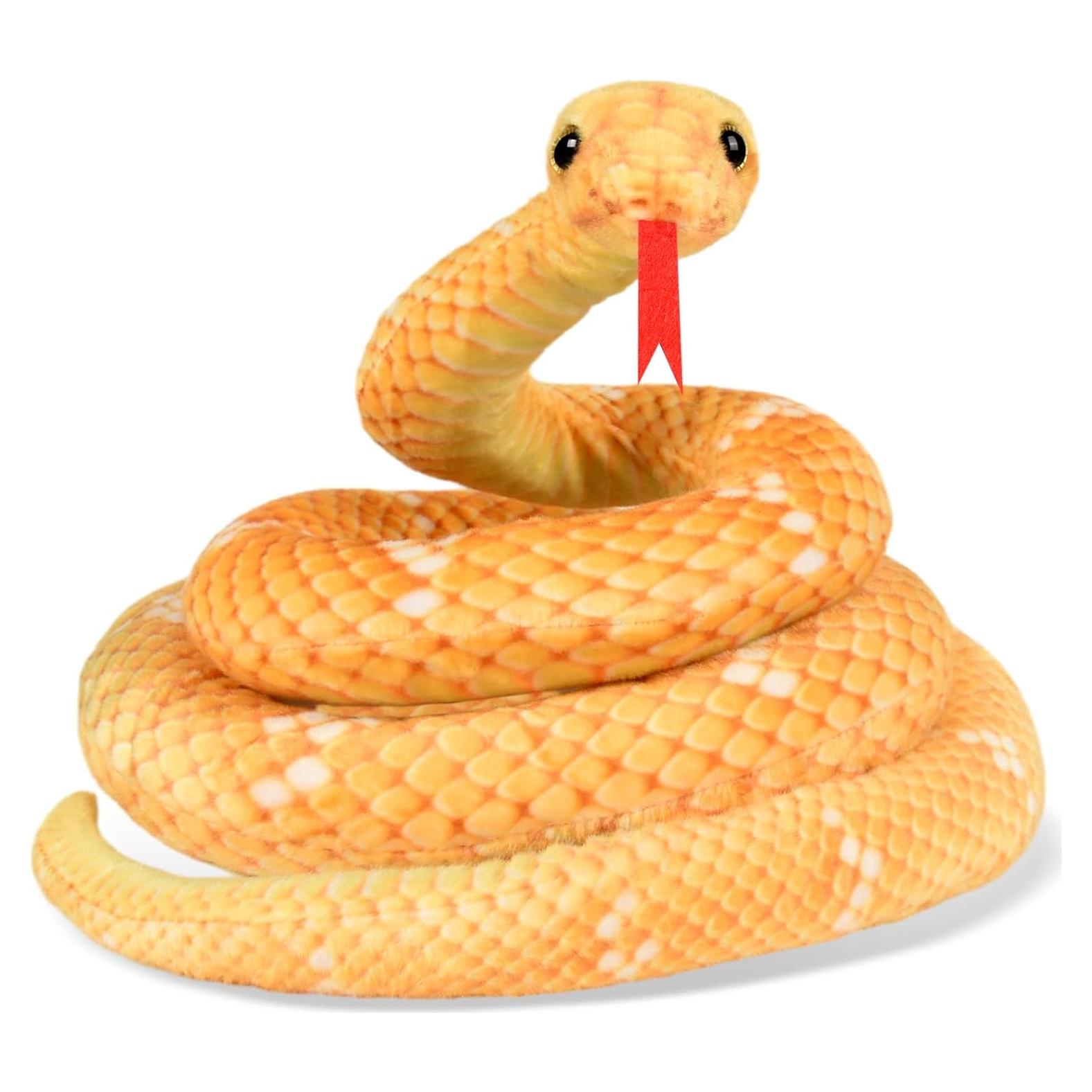 Serpiente de Peluche Realista MGZTTHW 70 cm Amarilla