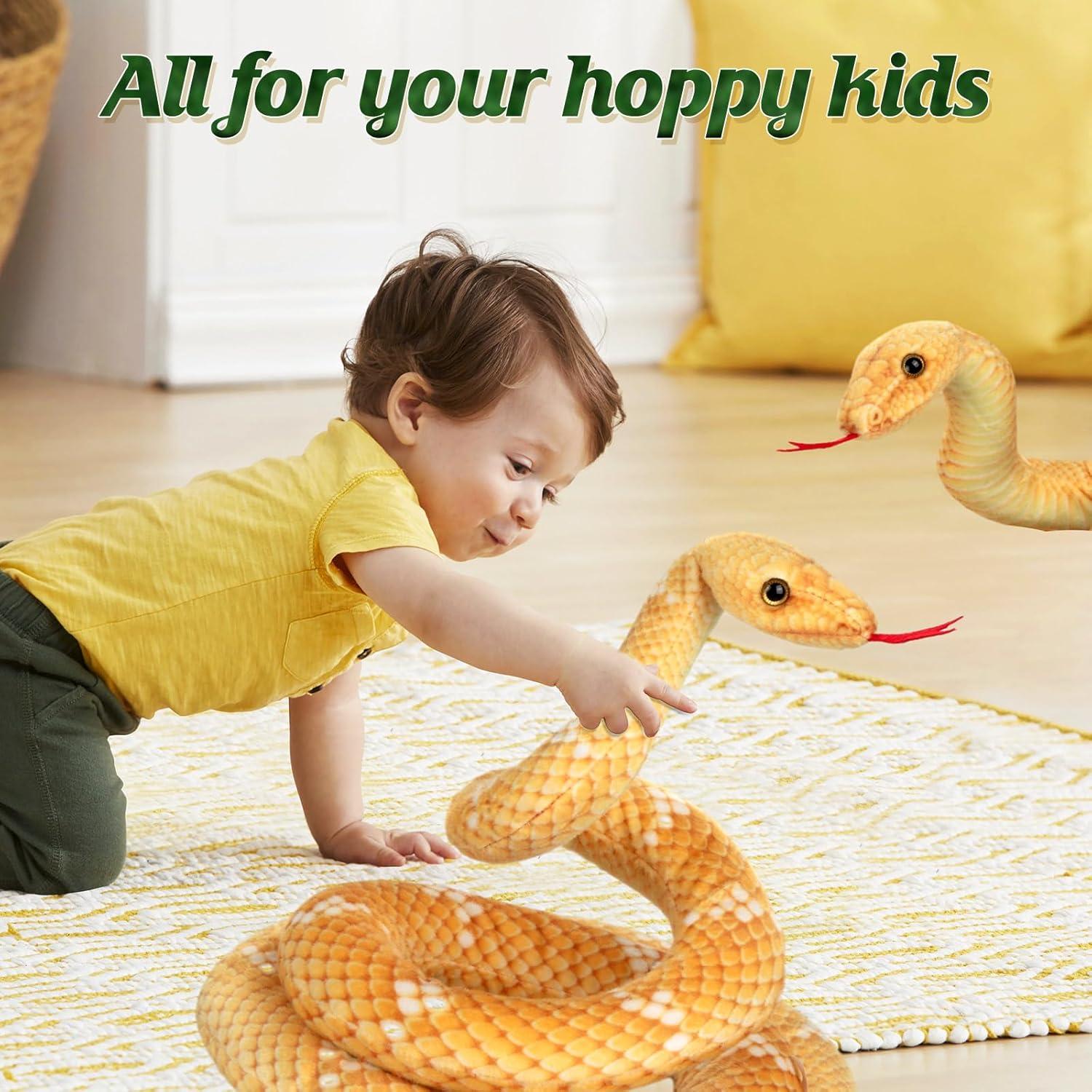 Serpiente de Peluche Realista MGZTTHW 70 cm Amarilla