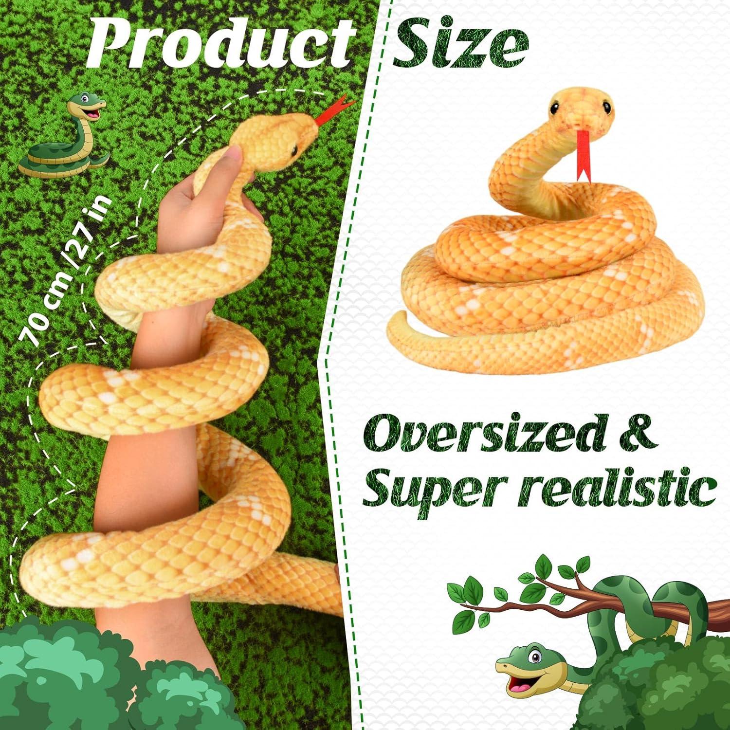 Serpiente de Peluche Realista MGZTTHW 70 cm Amarilla