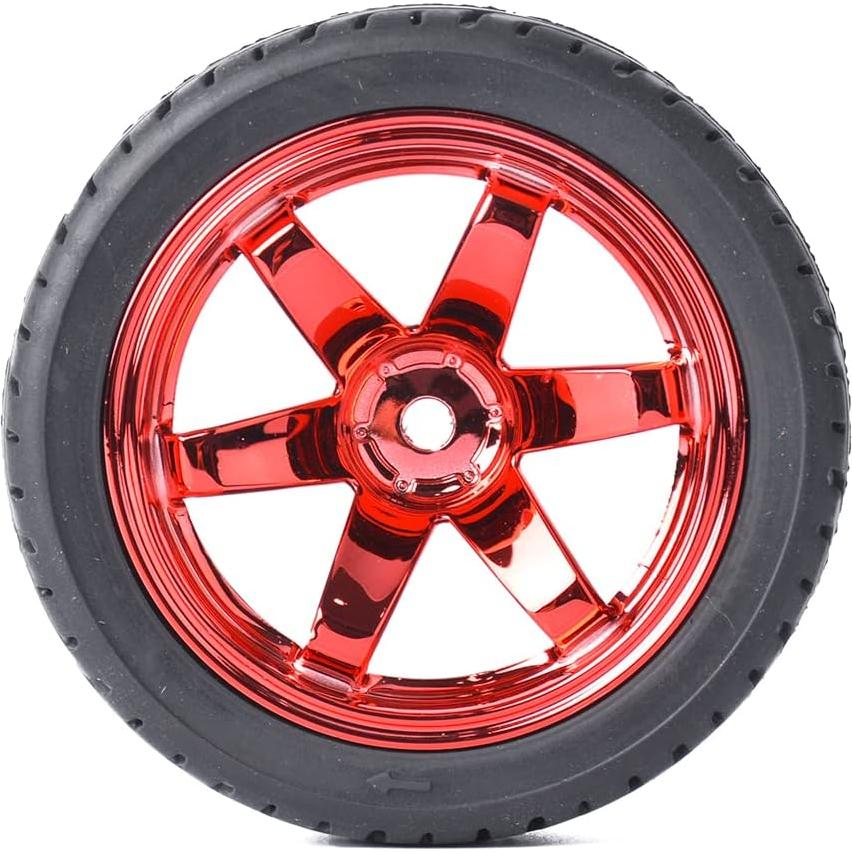 4 Neumáticos de Caucho y Llantas Plásticas RC 1/10 WONFAST Rojo