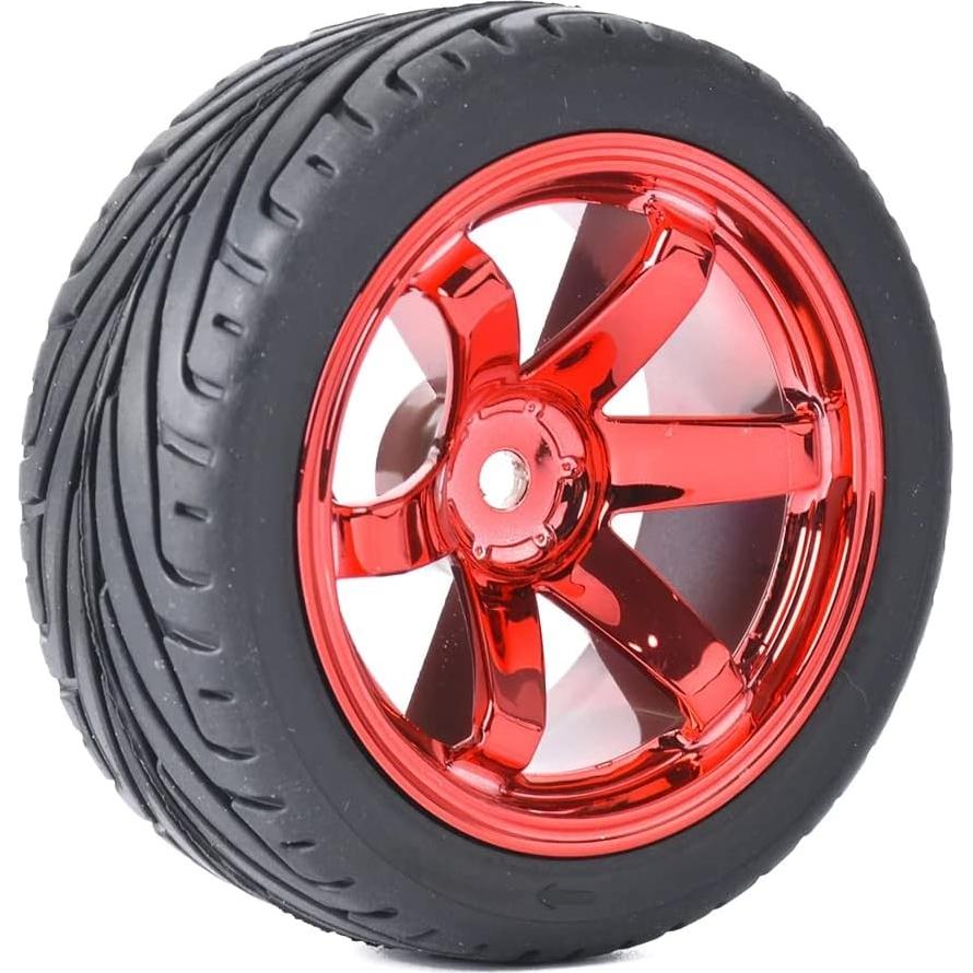 4 Neumáticos de Caucho y Llantas Plásticas RC 1/10 WONFAST Rojo