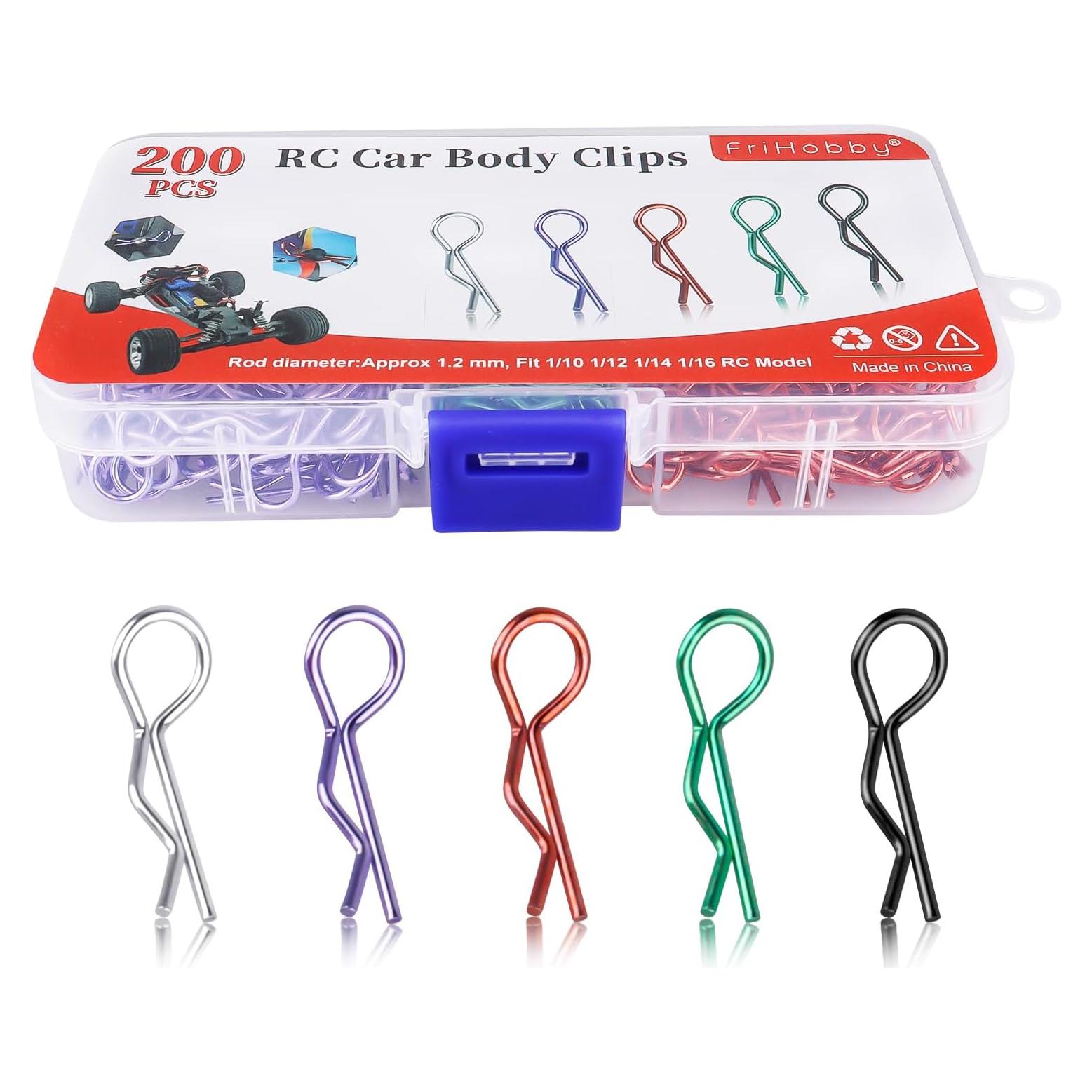 200 Clips de Carrocería RC Universales Curvados FriHobby