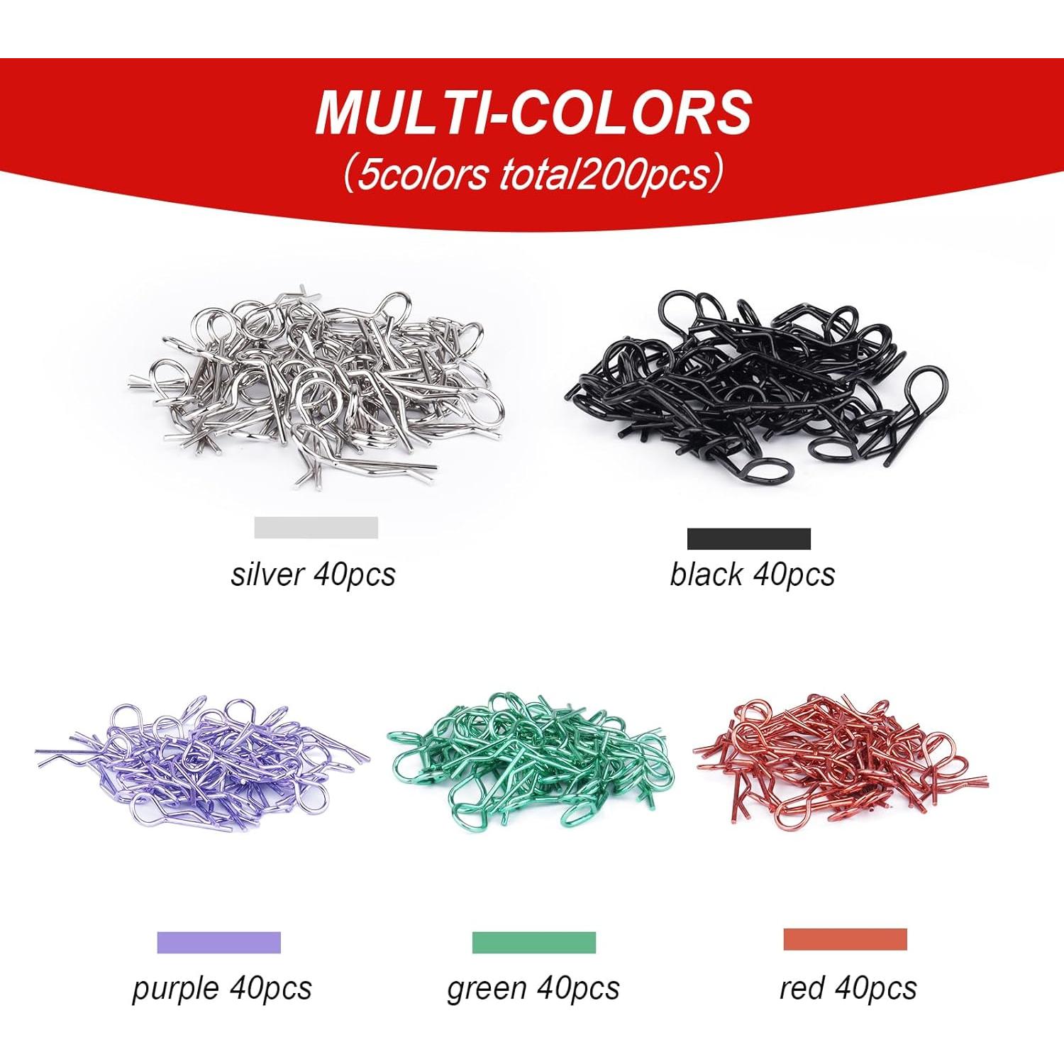 200 Clips de Carrocería RC Universales Curvados FriHobby