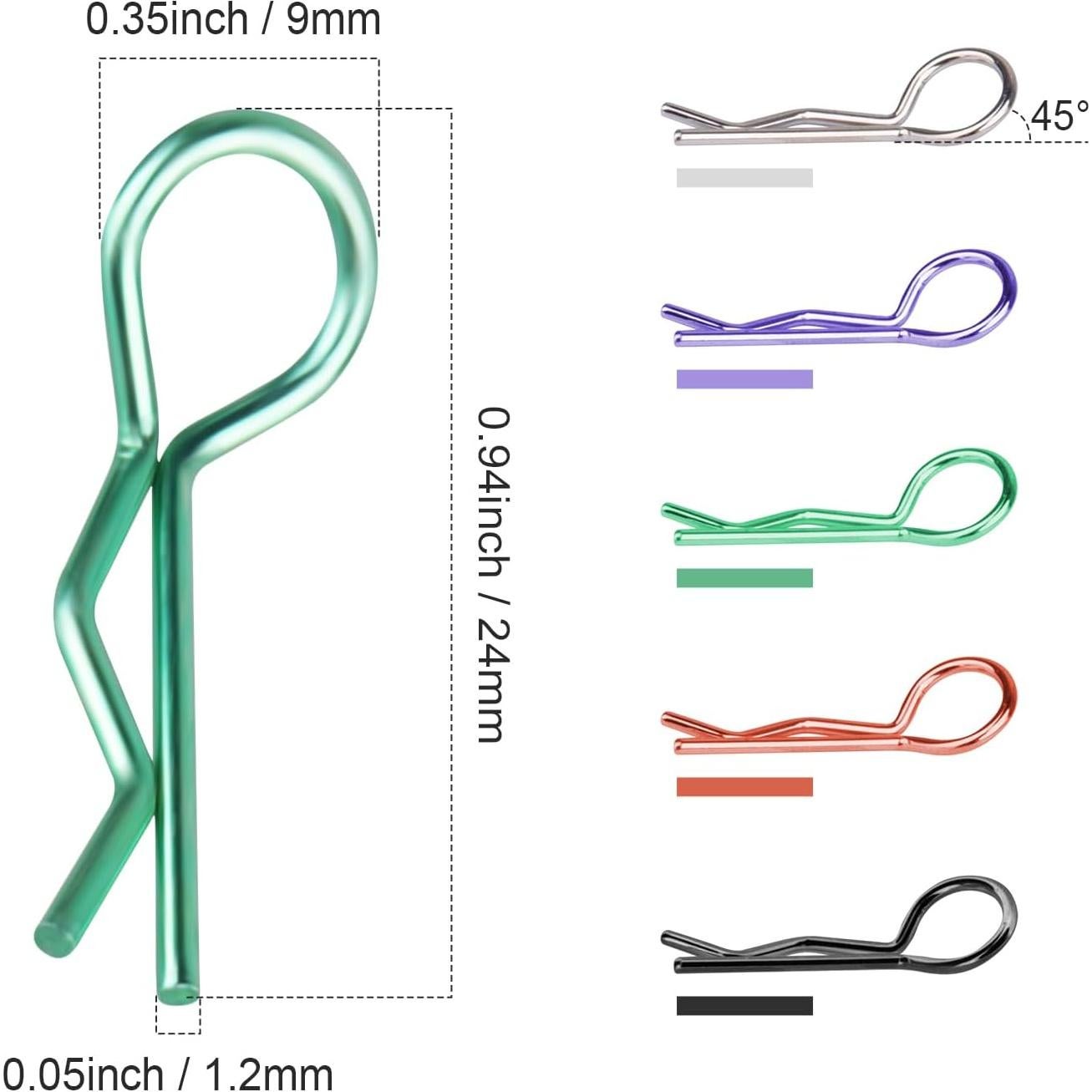 200 Clips de Carrocería RC Universales Curvados FriHobby