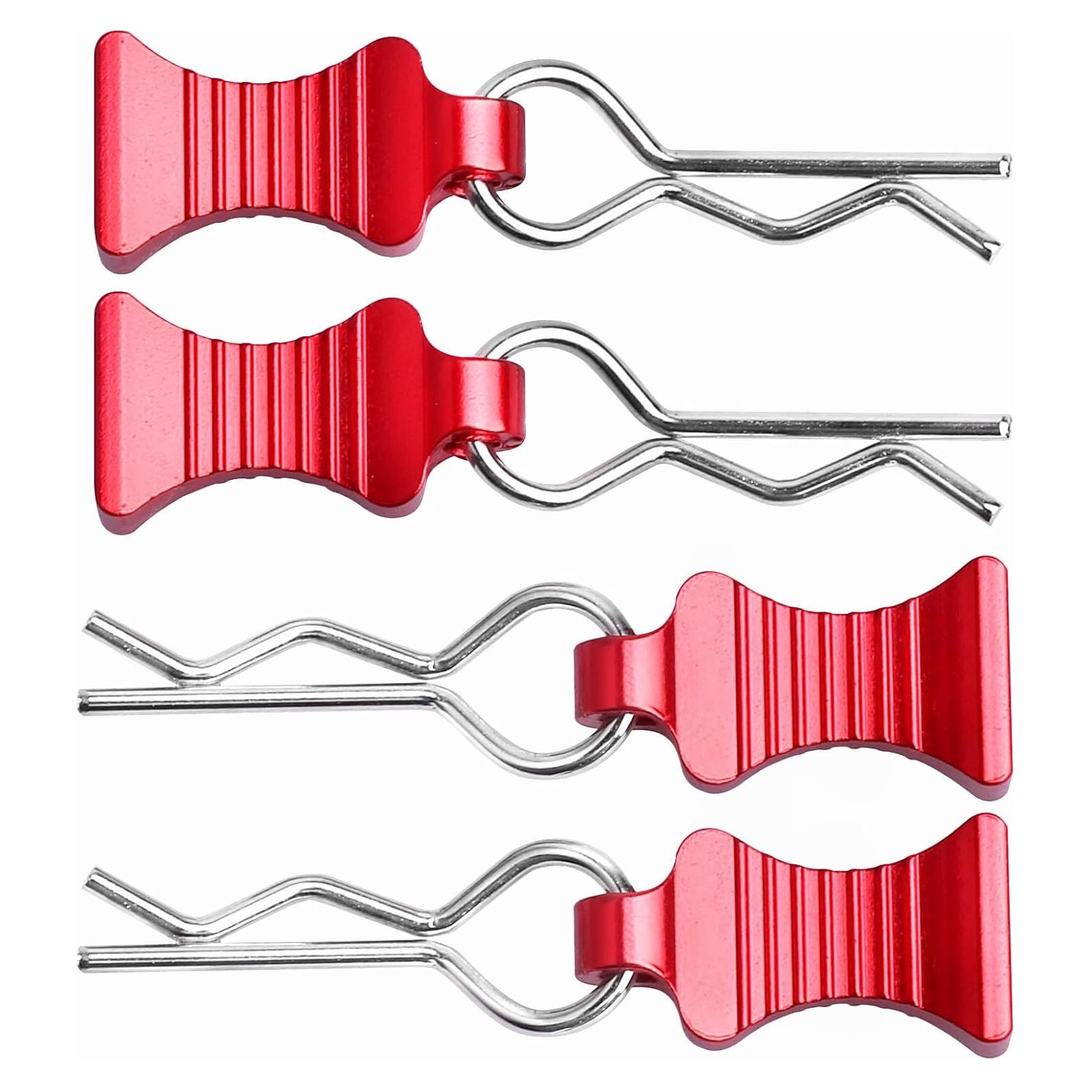 Clip de Carro RC AllinRC con Pestaña de Extracción - Set de 4 Rojo
