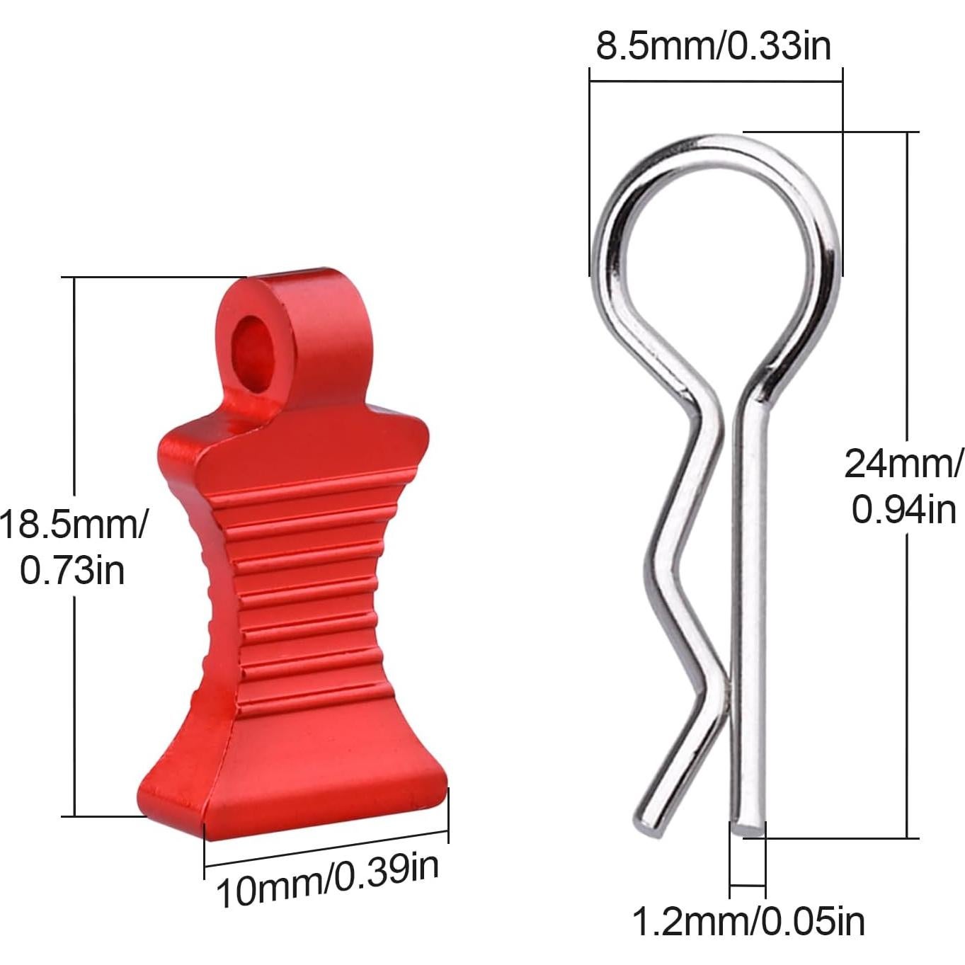 Clip de Carro RC AllinRC con Pestaña de Extracción - Set de 4 Rojo