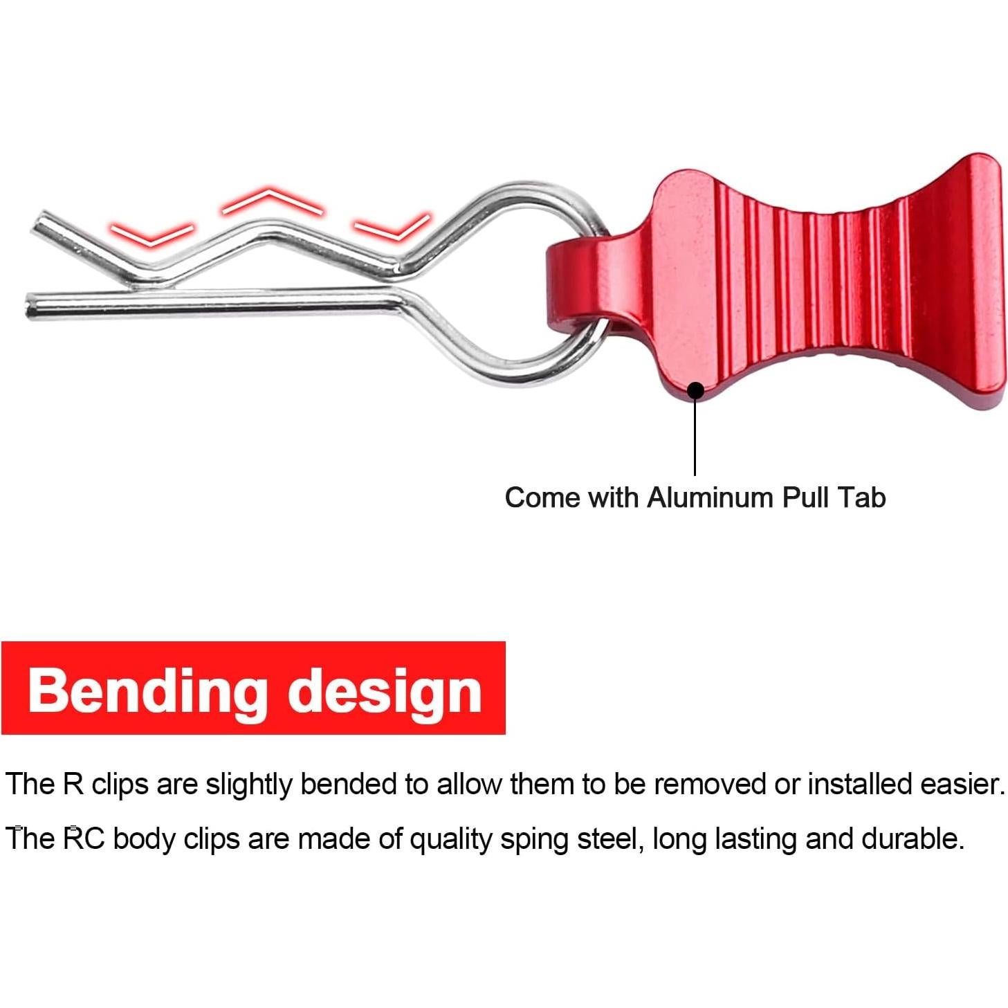 Clip de Carro RC AllinRC con Pestaña de Extracción - Set de 4 Rojo