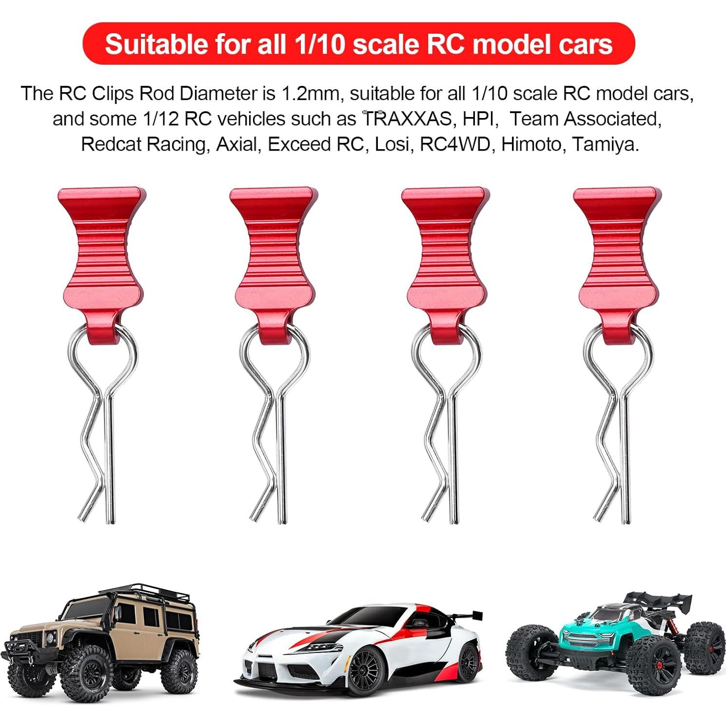 Clip de Carro RC AllinRC con Pestaña de Extracción - Set de 4 Rojo