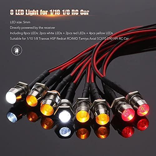 Kit de Luces LED 8Pcs GLOBACT para Coches RC 1/10 1/8