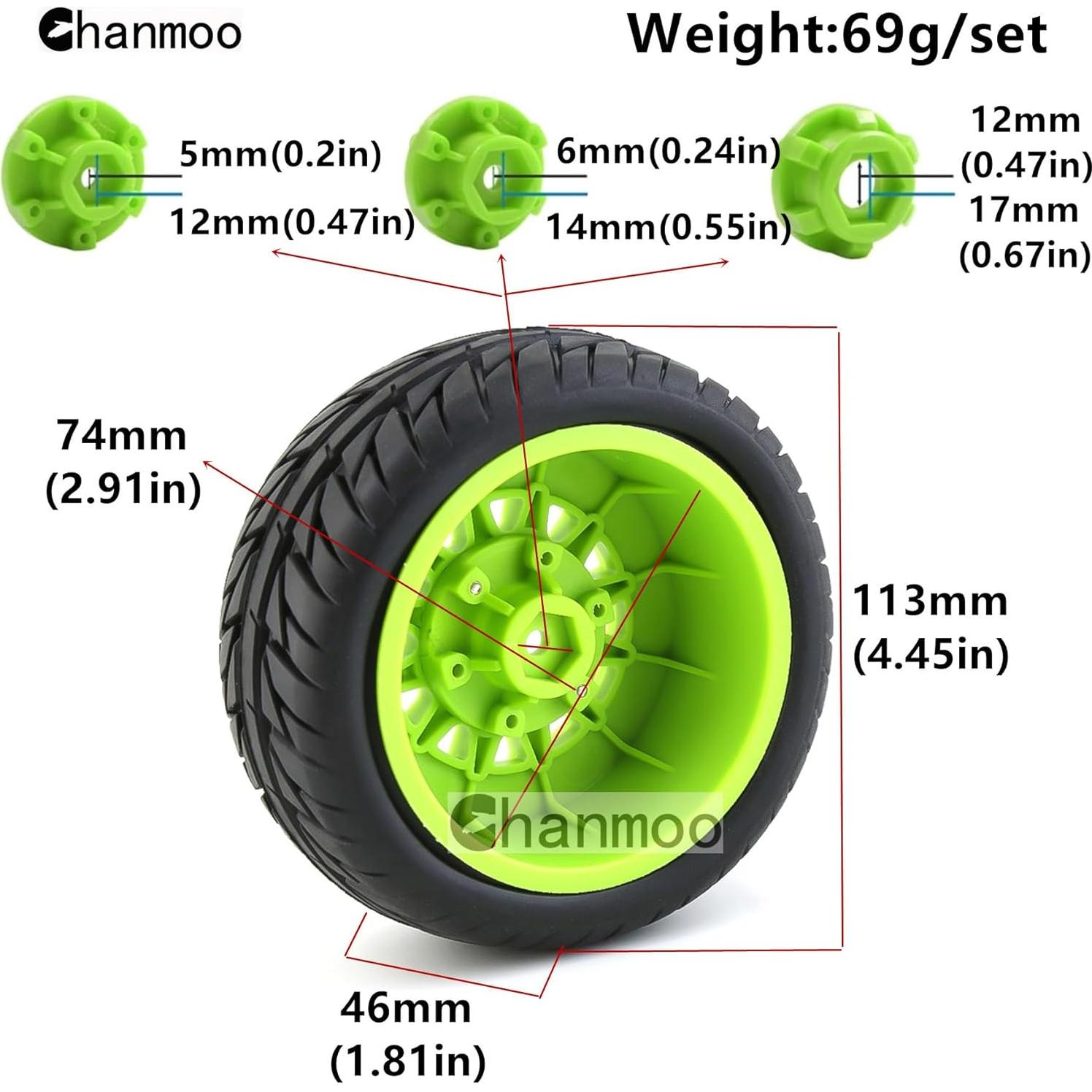 Neumáticos RC Chanmoo 1:8 1:10 Corto 113mm Caucho 4PCS