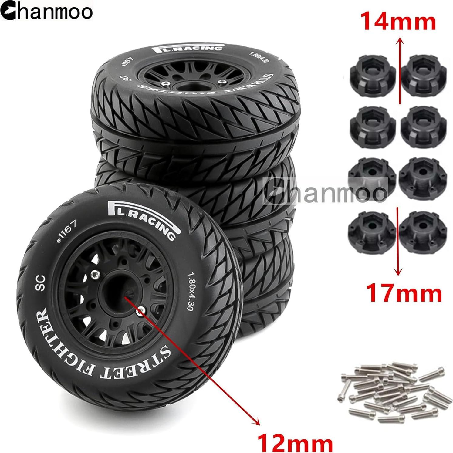 Neumáticos RC Chanmoo 1:8 1:10 Corto 113mm Caucho 4PCS
