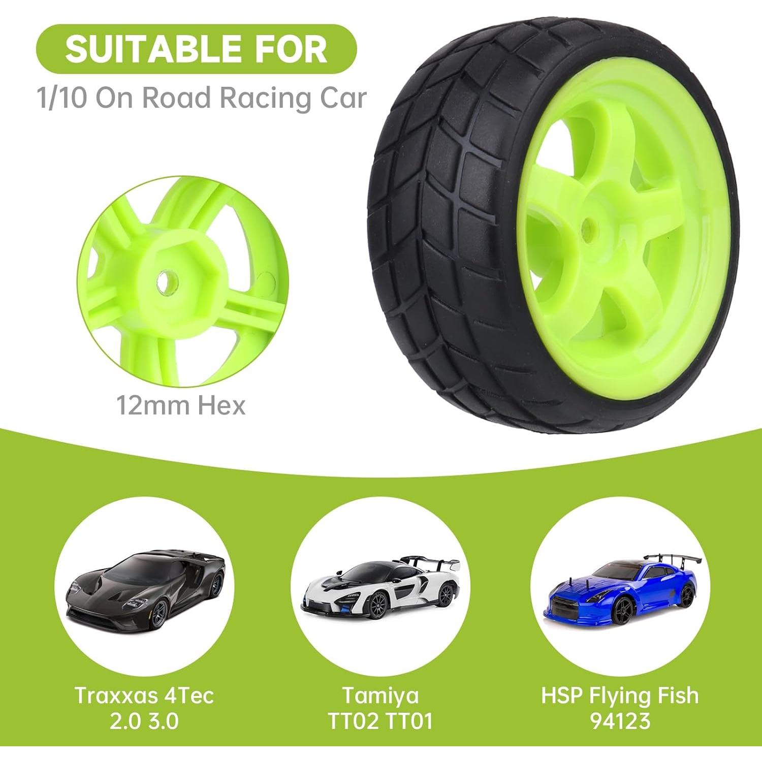 Ruedas y Neumáticos de Caucho Hobbyfire 65mm para RC 1/10