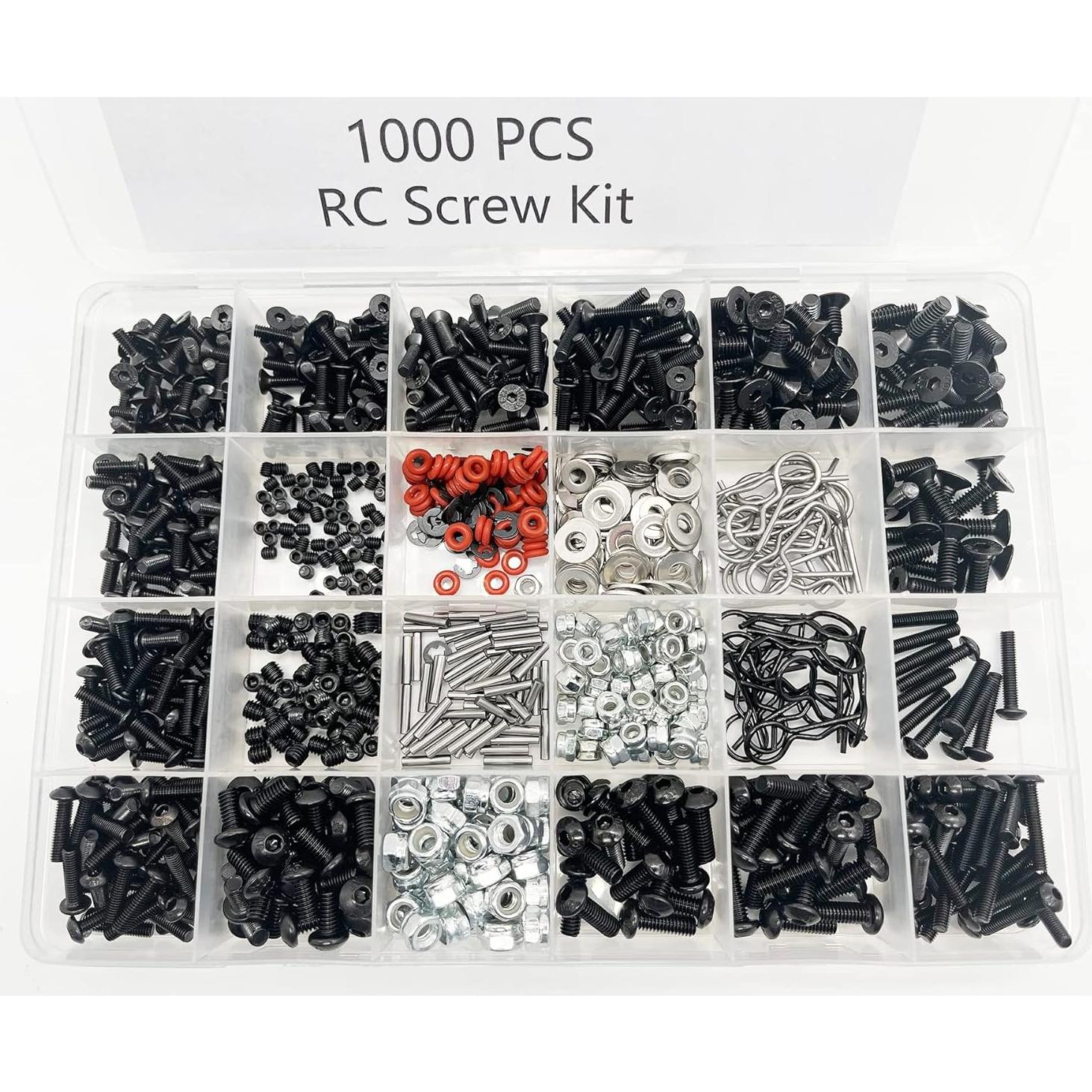 Kit de Tornillos RC 1000pcs M3 M4 Xerial para Coche Escala 1:8 1:10