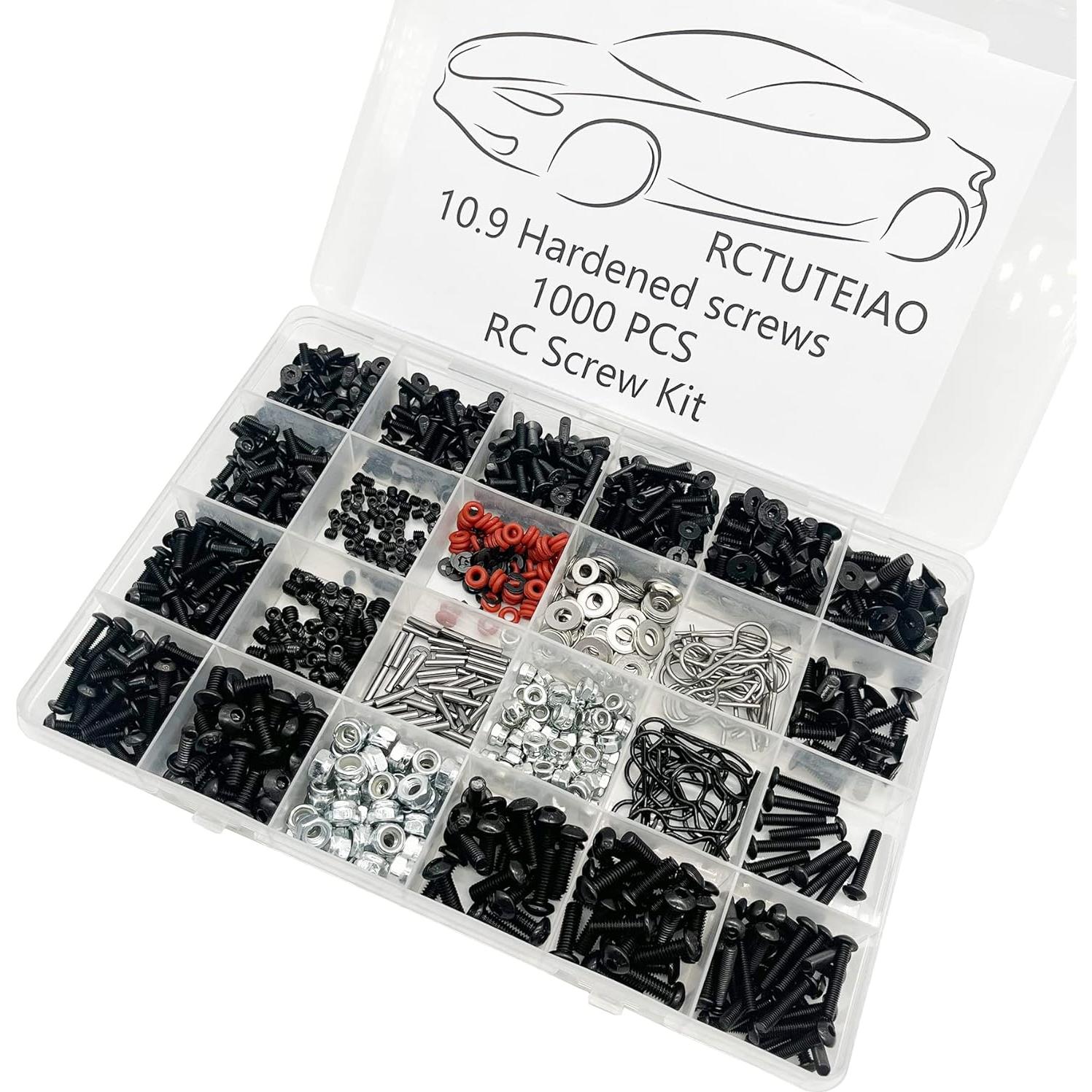 Kit de Tornillos RC 1000pcs M3 M4 Xerial para Coche Escala 1:8 1:10