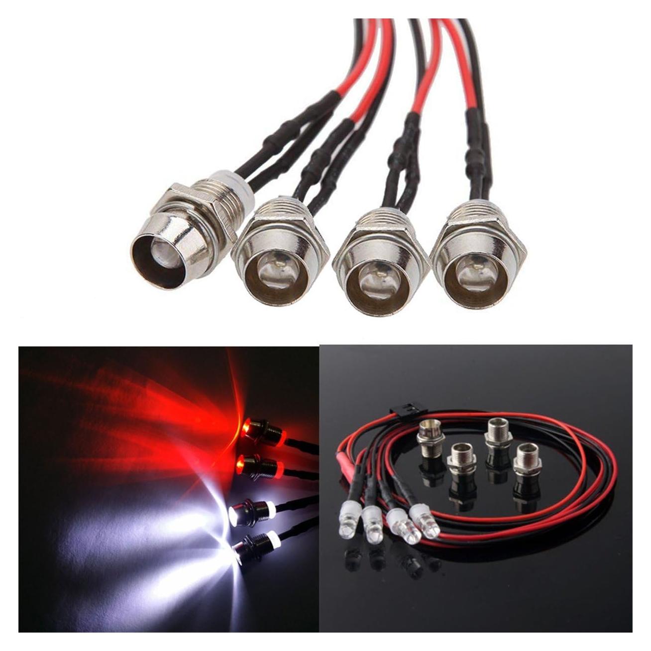 Kit de Luces LED 4 Leds ShareGoo para Coche RC - 2 Rojas + 2 Blancas