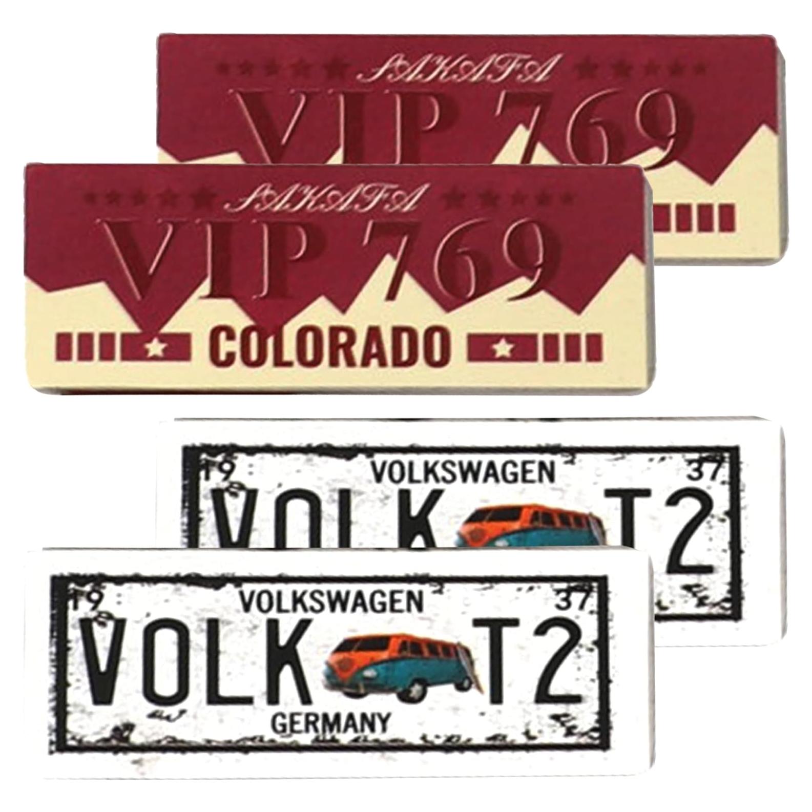 Kit de Placas de Licencia RC HIRCQOO 4 Piezas Metal 1/10