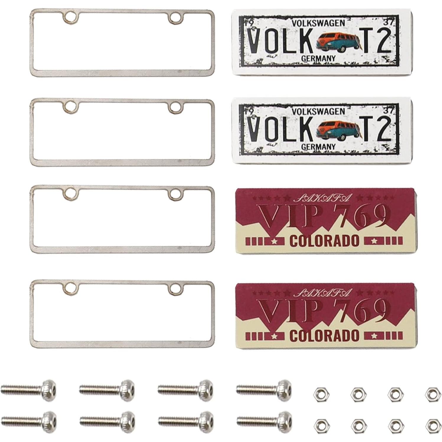 Kit de Placas de Licencia RC HIRCQOO 4 Piezas Metal 1/10