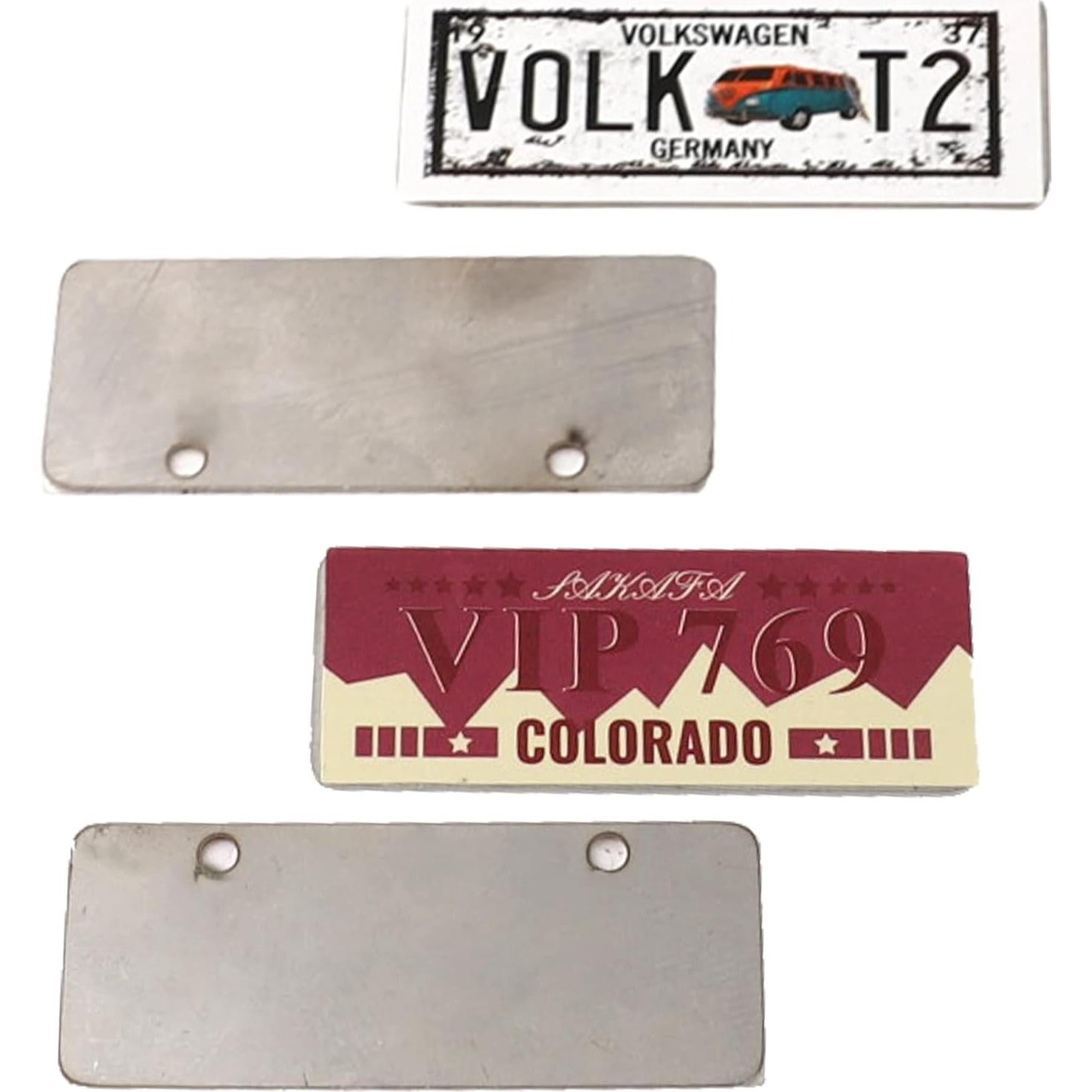 Kit de Placas de Licencia RC HIRCQOO 4 Piezas Metal 1/10