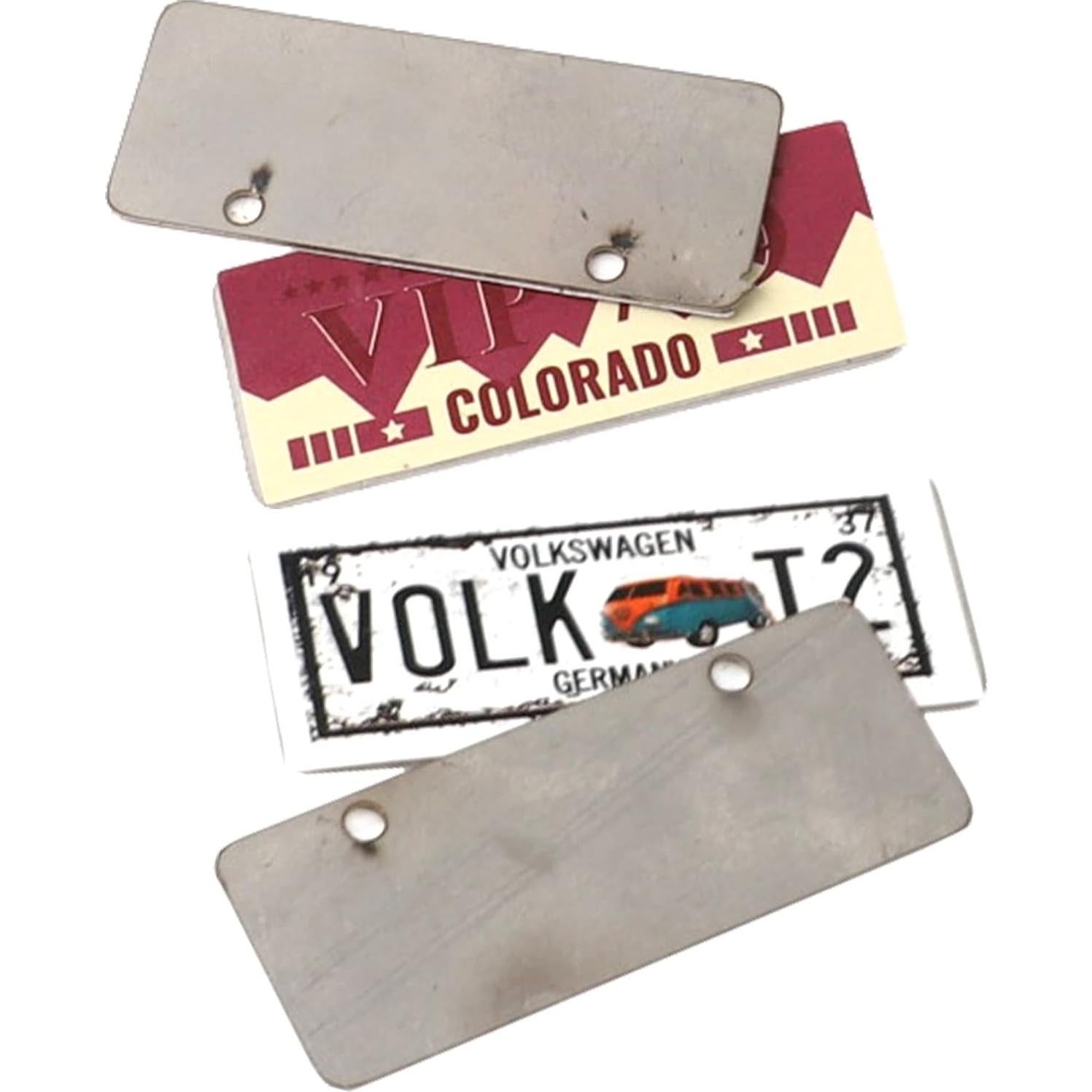 Kit de Placas de Licencia RC HIRCQOO 4 Piezas Metal 1/10