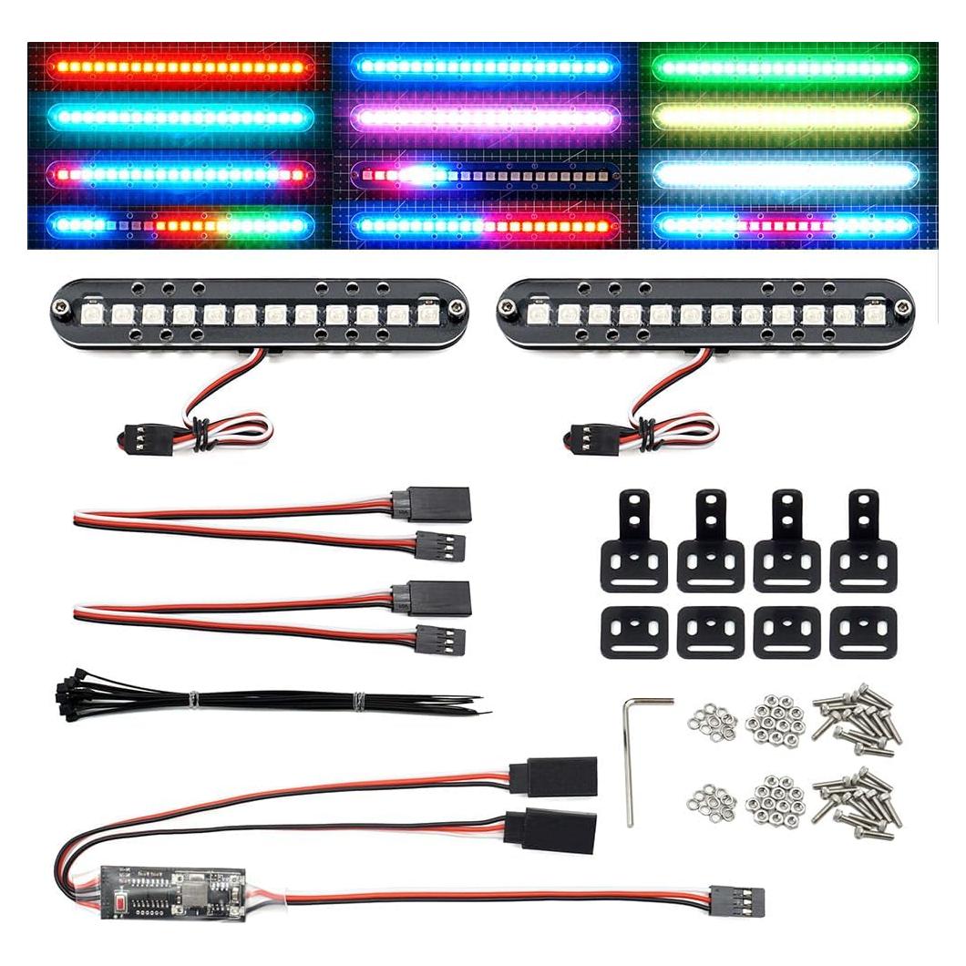 Kit de luces LED Elechawk 100mm 2 Bar para camiones RC