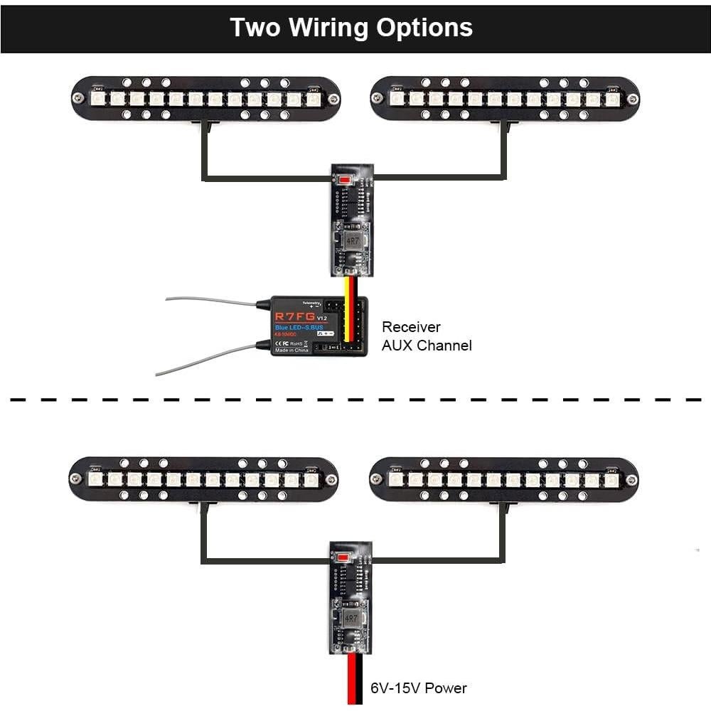 Kit de luces LED Elechawk 100mm 2 Bar para camiones RC