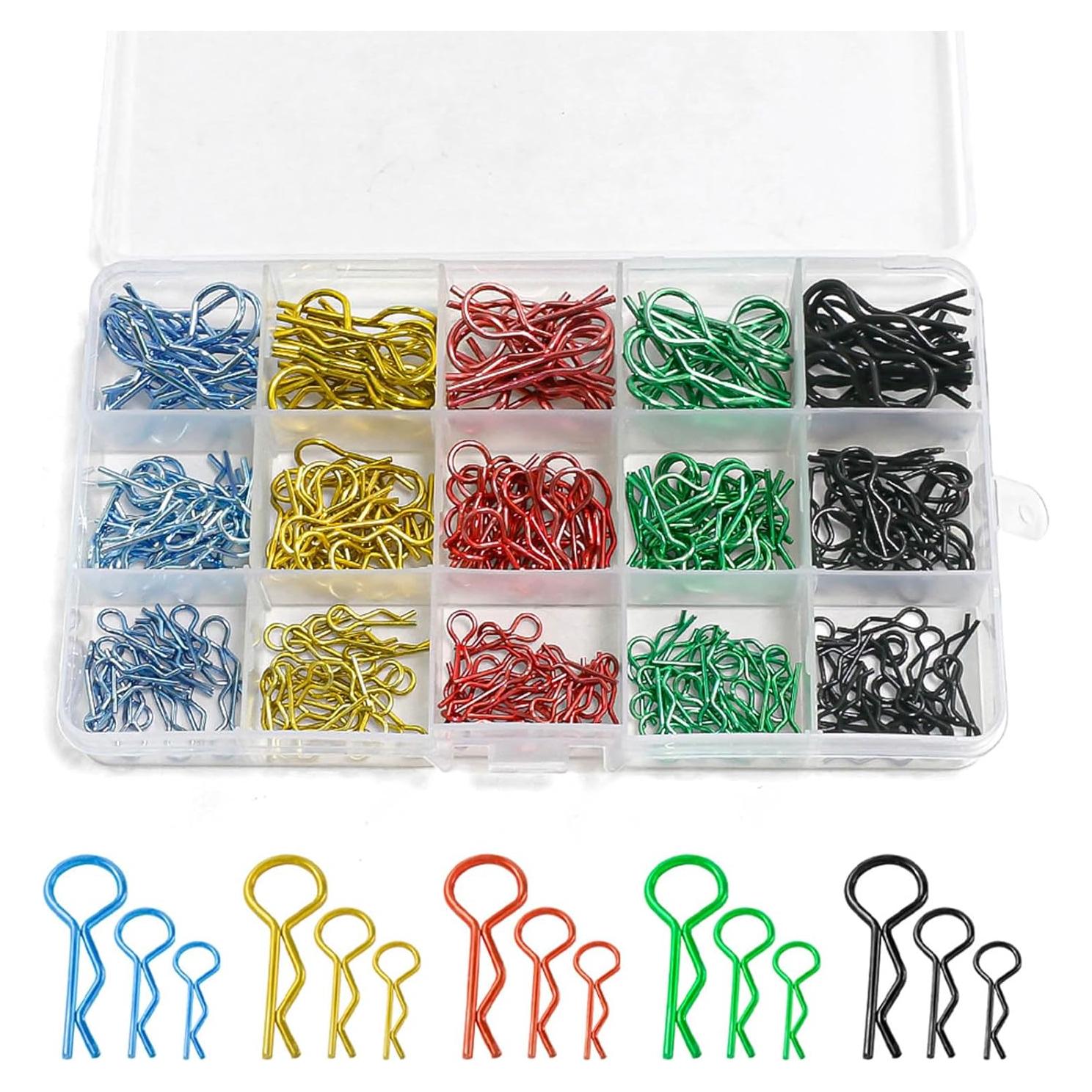 260 Clips Universales de Carrocería RC Acero Inoxidable 3 Tamaños