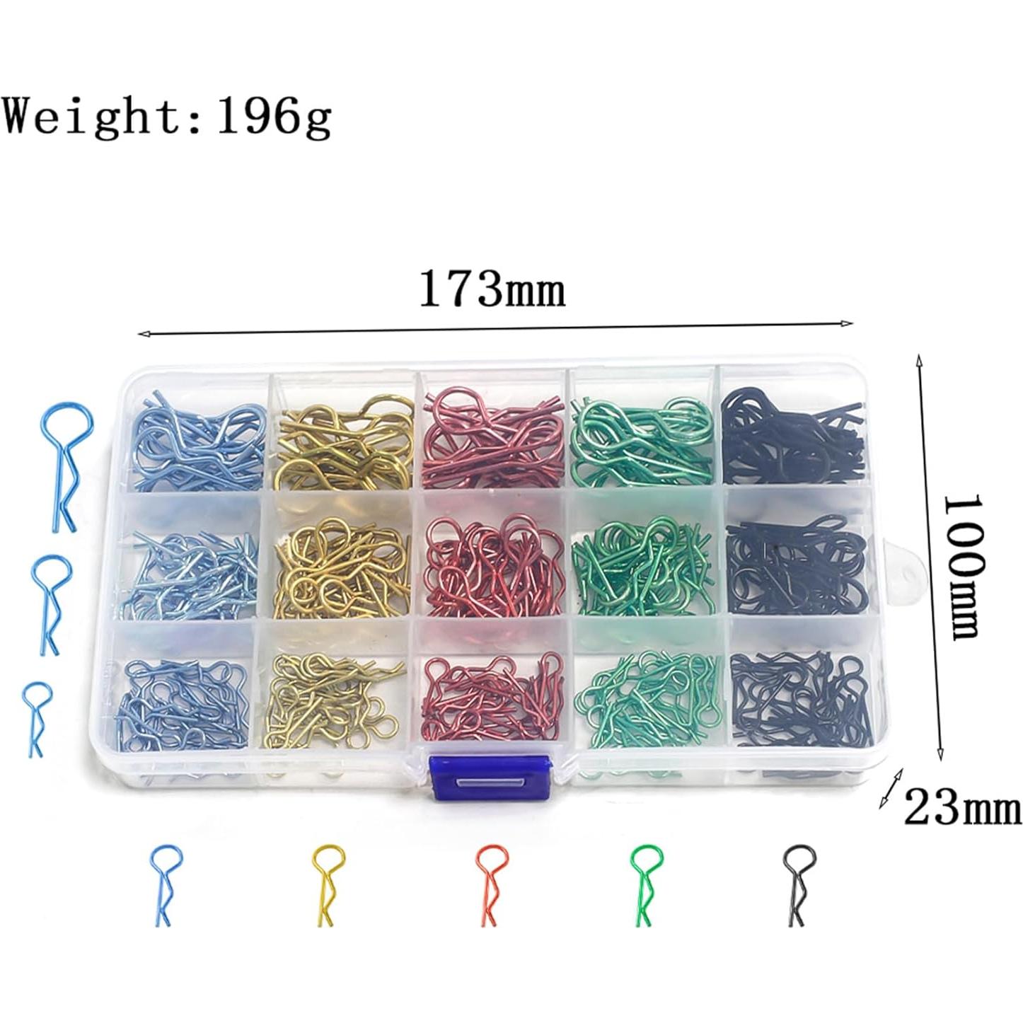 260 Clips Universales de Carrocería RC Acero Inoxidable 3 Tamaños