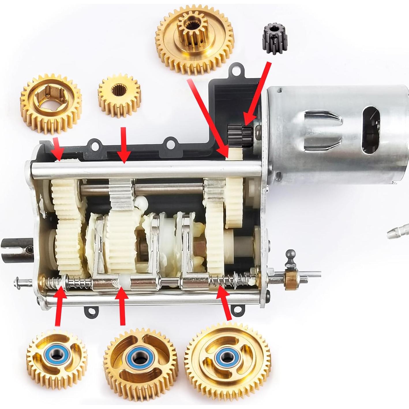 Juego de Engranajes de Motor de Latón 7 Piezas para RC Tamiya 1/14