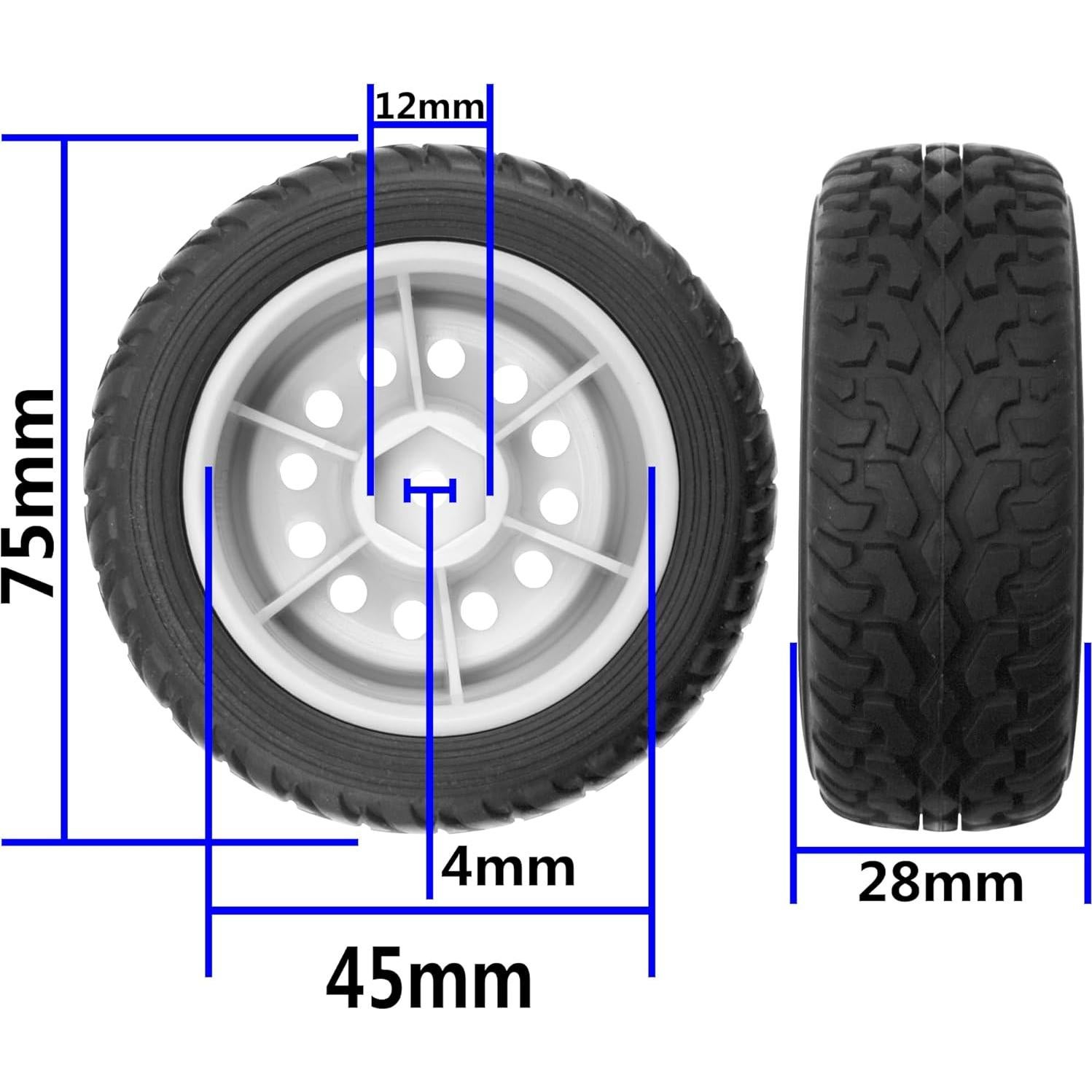 Neumáticos de Rally RC 75mm ShareGoo con Llantas Nylon 12mm