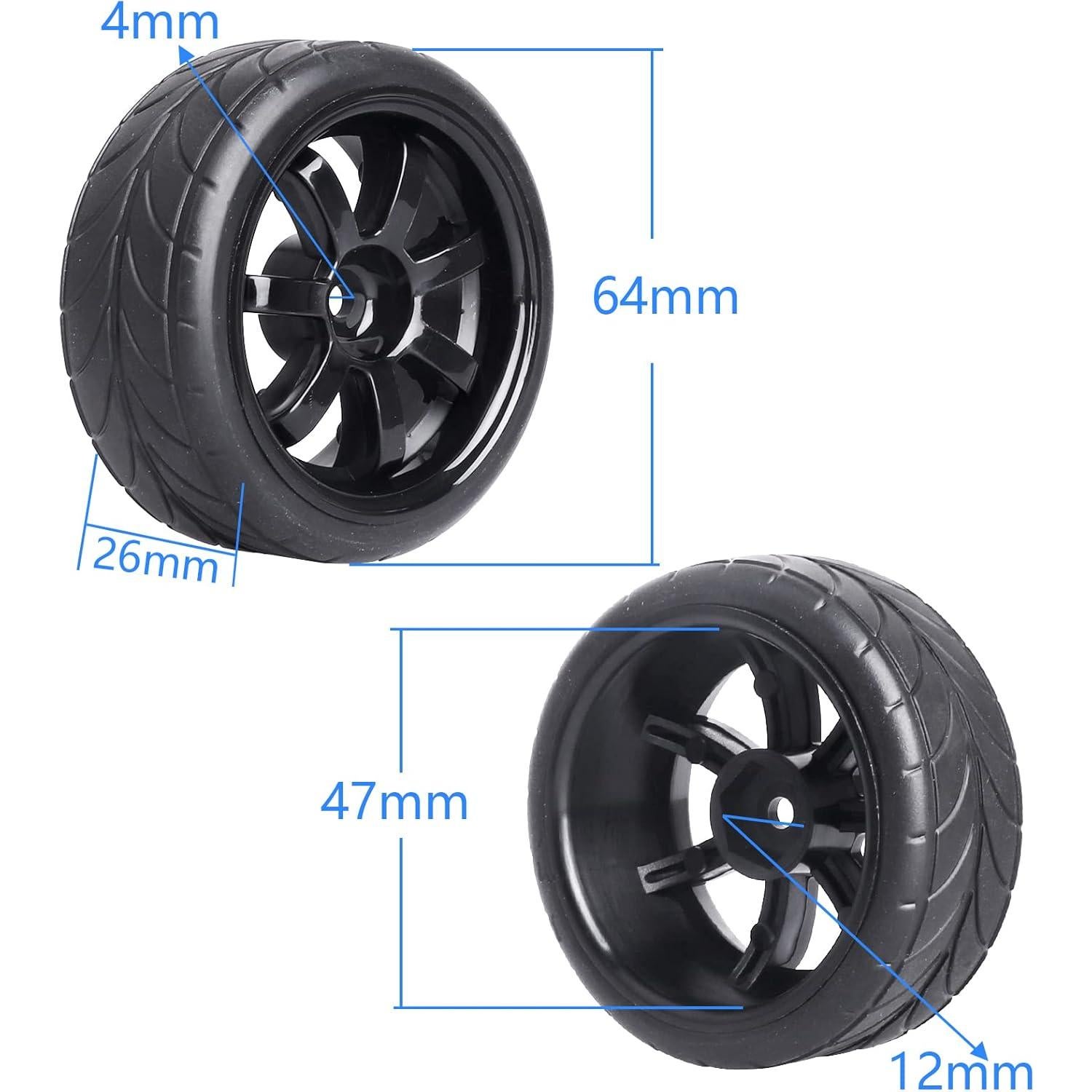 Neumáticos de Caucho Hobbypark 1/10 4 Piezas 26mm 65mm