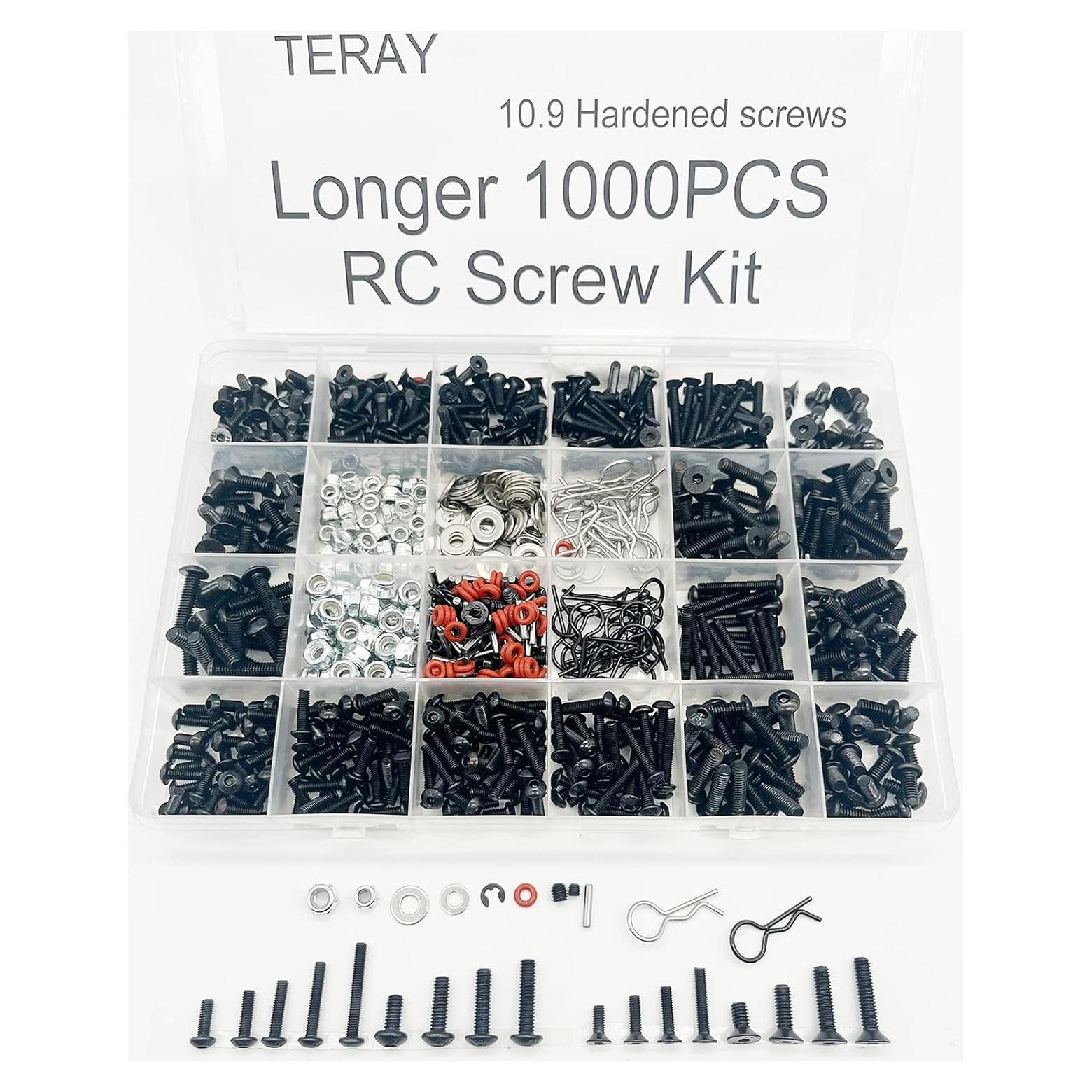 Kit de Tornillos RC 1000pcs TeiRAY M3 M4 para Coche Escala 1/8 1/10