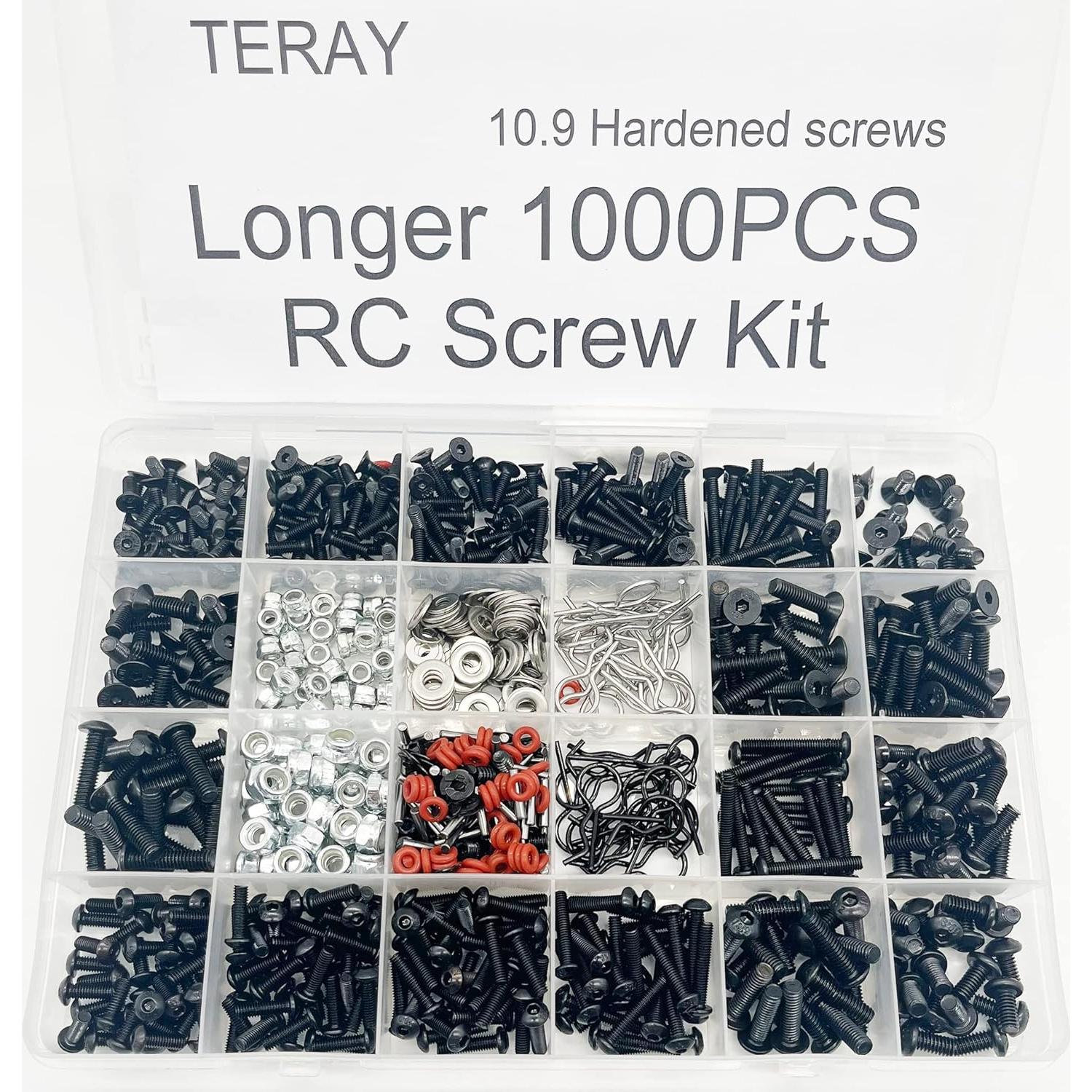 Kit de Tornillos RC 1000pcs TeiRAY M3 M4 para Coche Escala 1/8 1/10