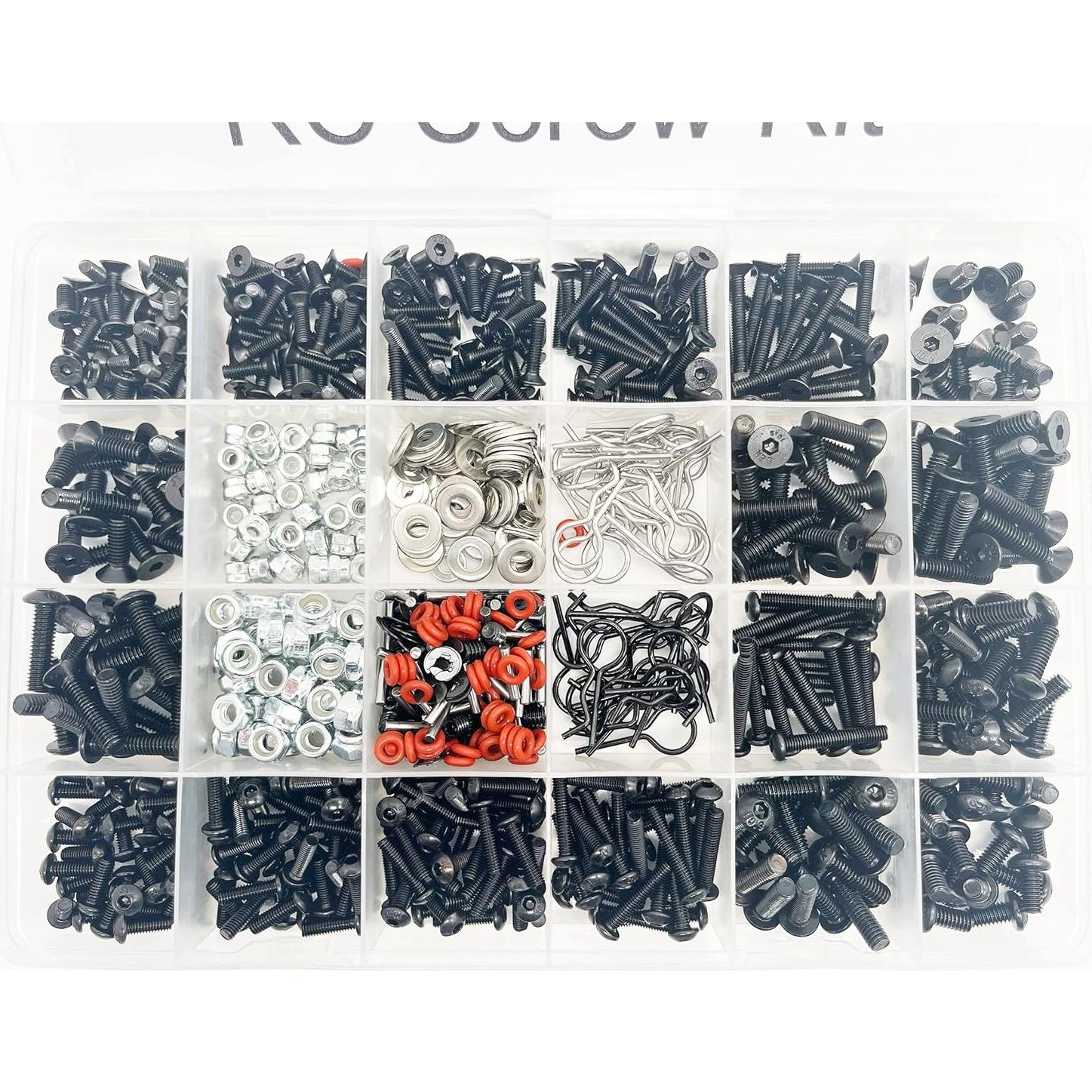 Kit de Tornillos RC 1000pcs TeiRAY M3 M4 para Coche Escala 1/8 1/10