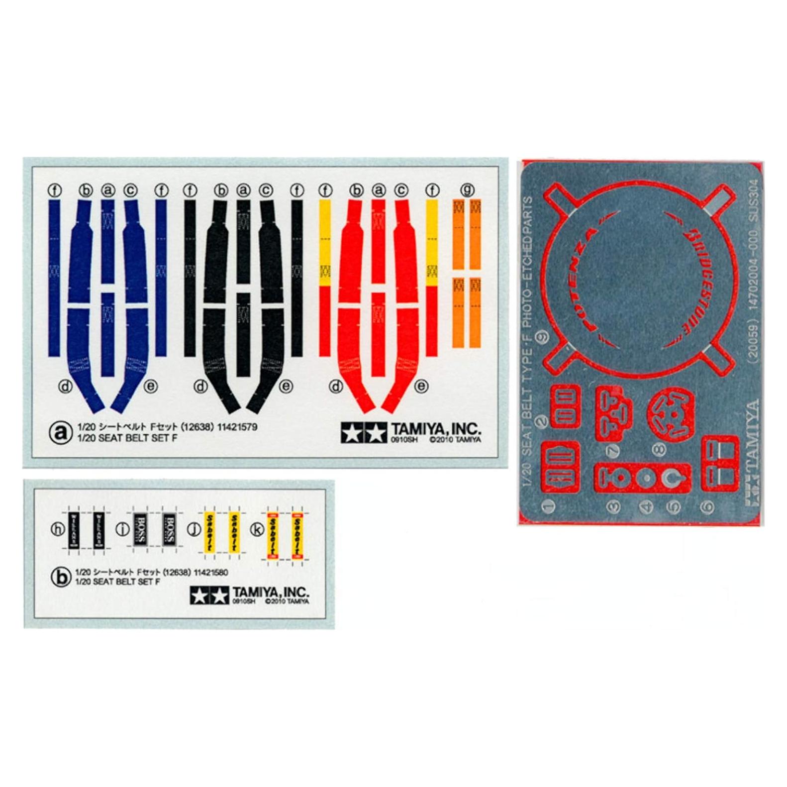 Set de Cinturones de Seguridad Tamiya 1/20 F con Hebillas