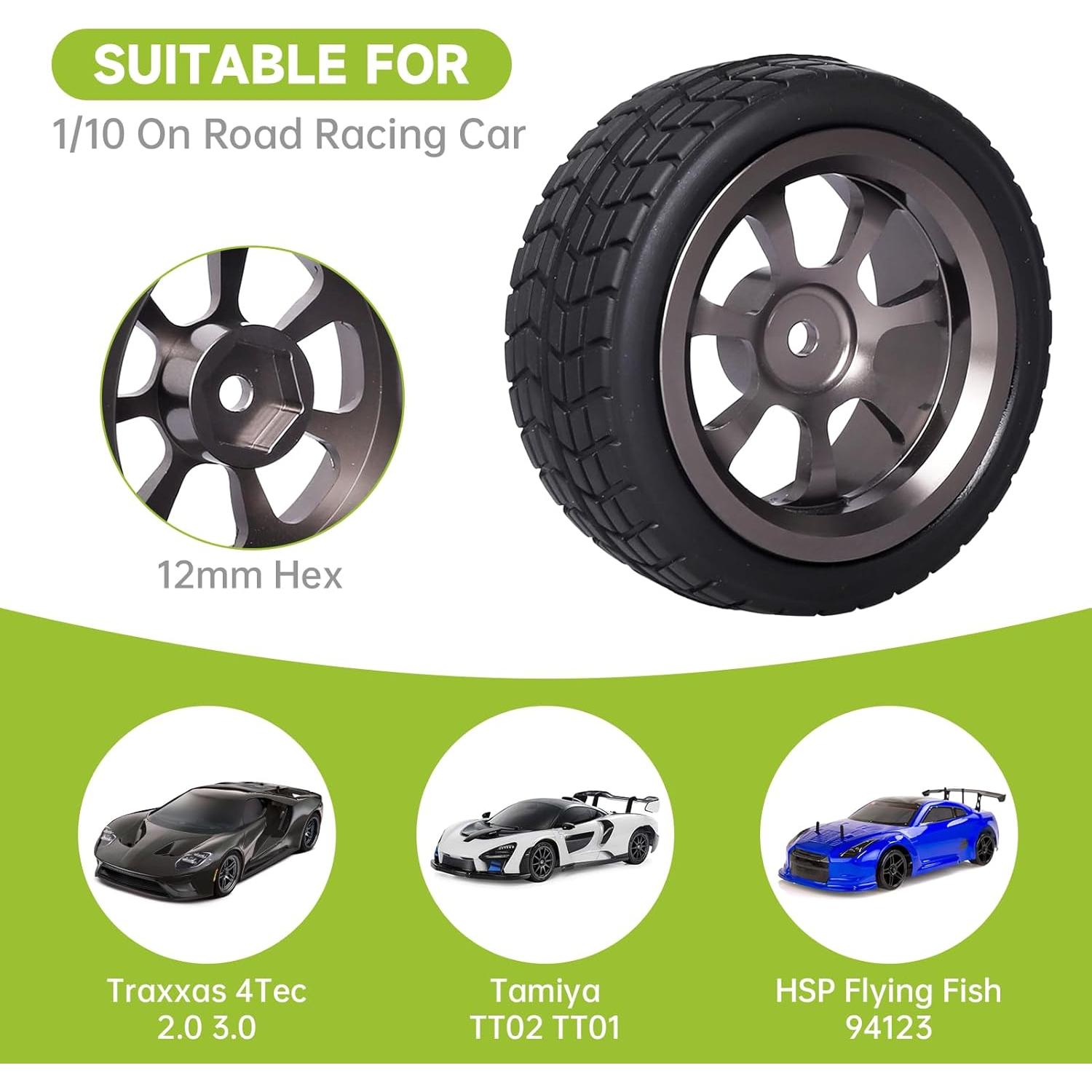 Llantas de Coche de Carreras 1/10 Hobbyfire Aluminio 67mm