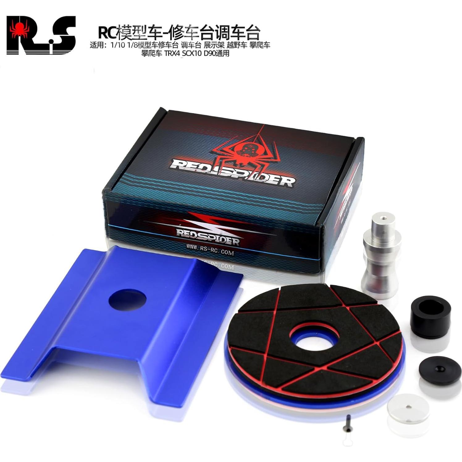 Soporte de Trabajo para Coche RC REDSPIDER Aluminio 360° Azul