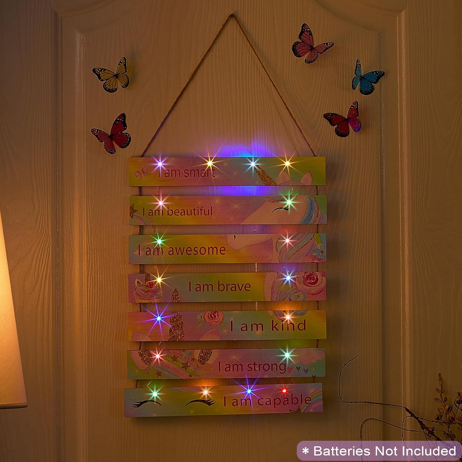 Decoración de habitación FIOBEE Unicornio Arcoíris con LED