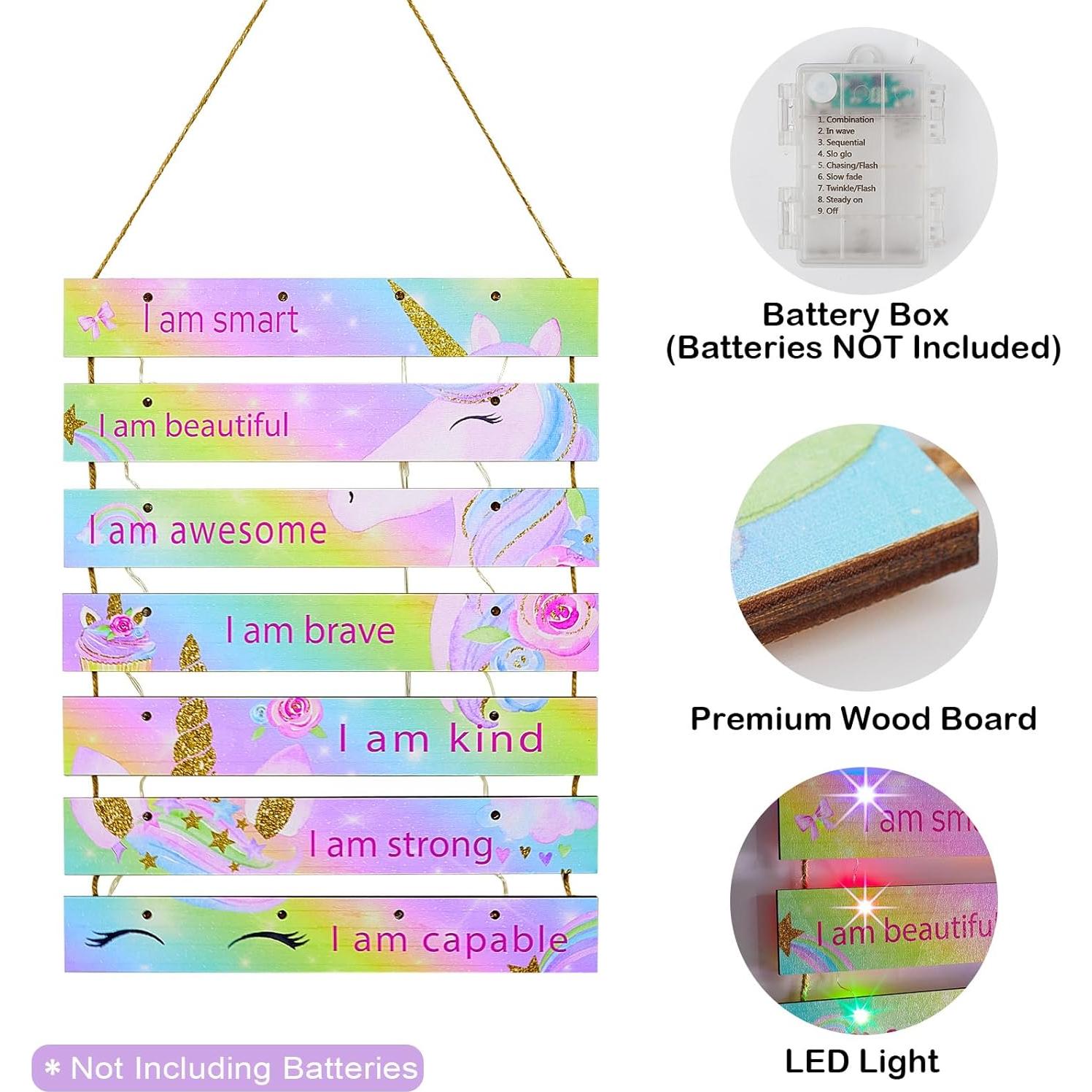 Decoración de habitación FIOBEE Unicornio Arcoíris con LED