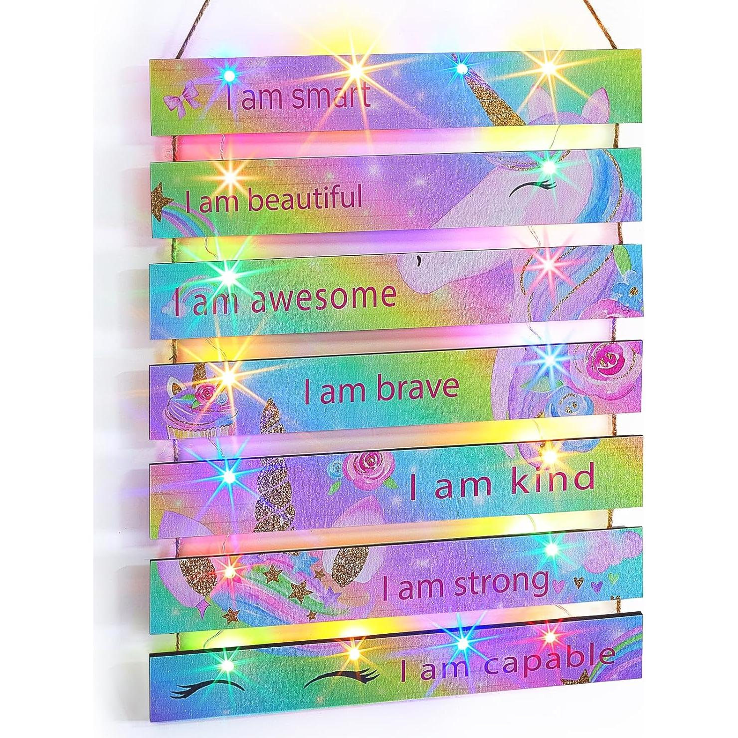 Decoración de habitación FIOBEE Unicornio Arcoíris con LED