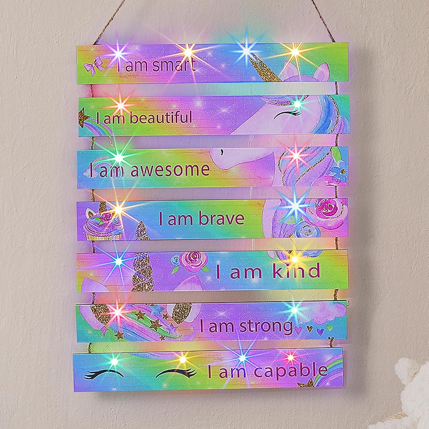 Decoración de habitación FIOBEE Unicornio Arcoíris con LED