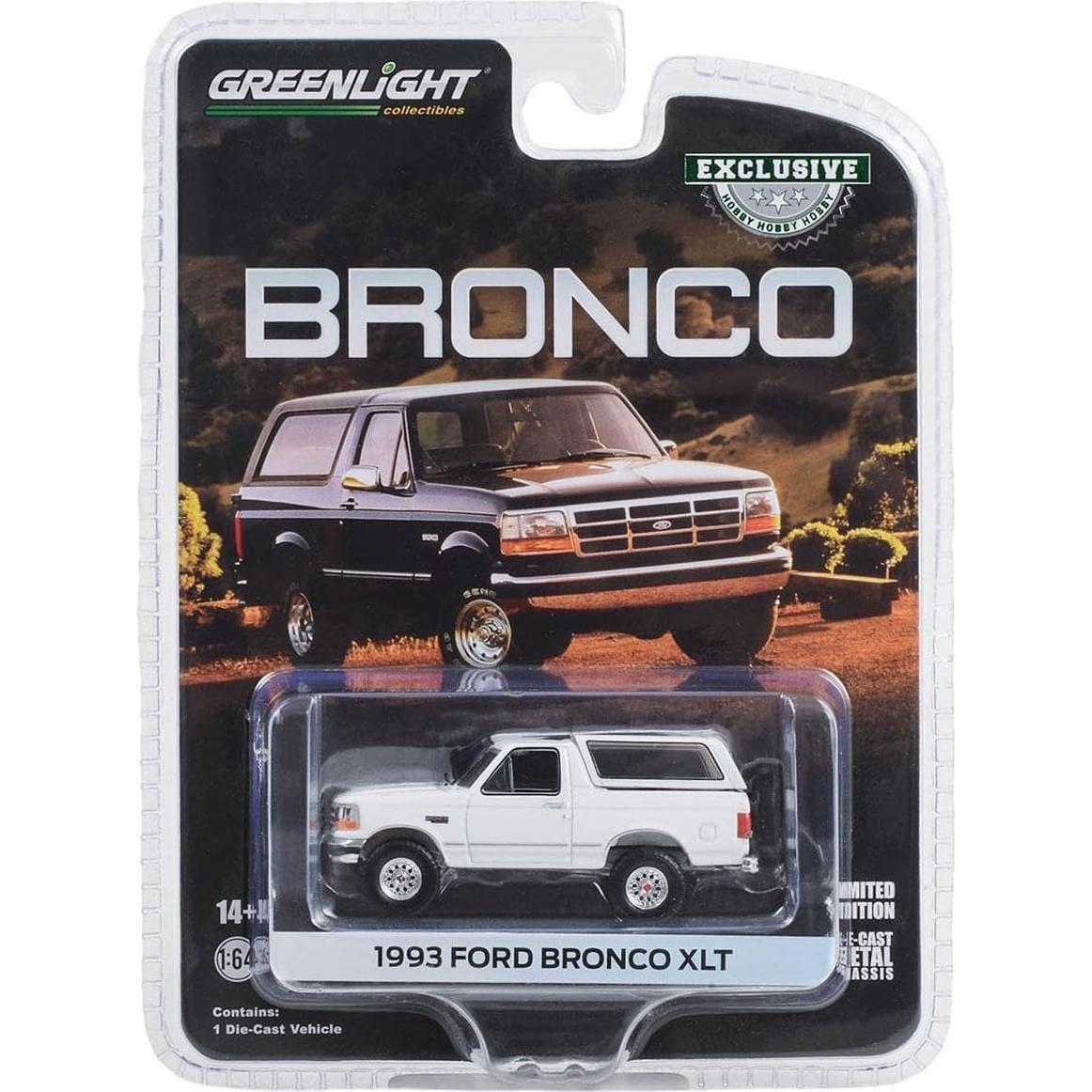 Modelo a Escala 1/64 Ford Bronco XLT 1993 Greenlight Blanco