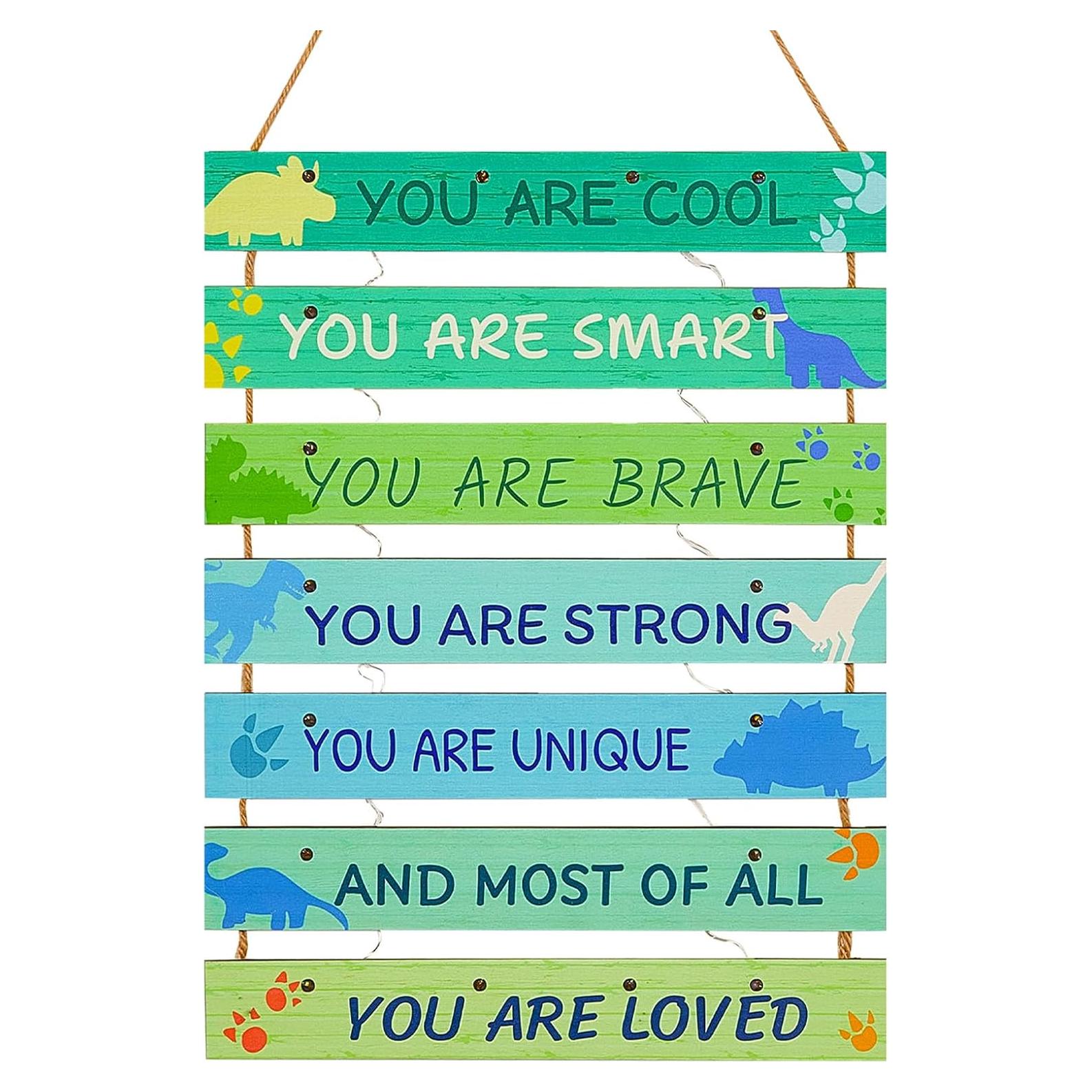 FIOBEE Decoración LED Dinosaurio Verde 20x7.6cm para Niñas