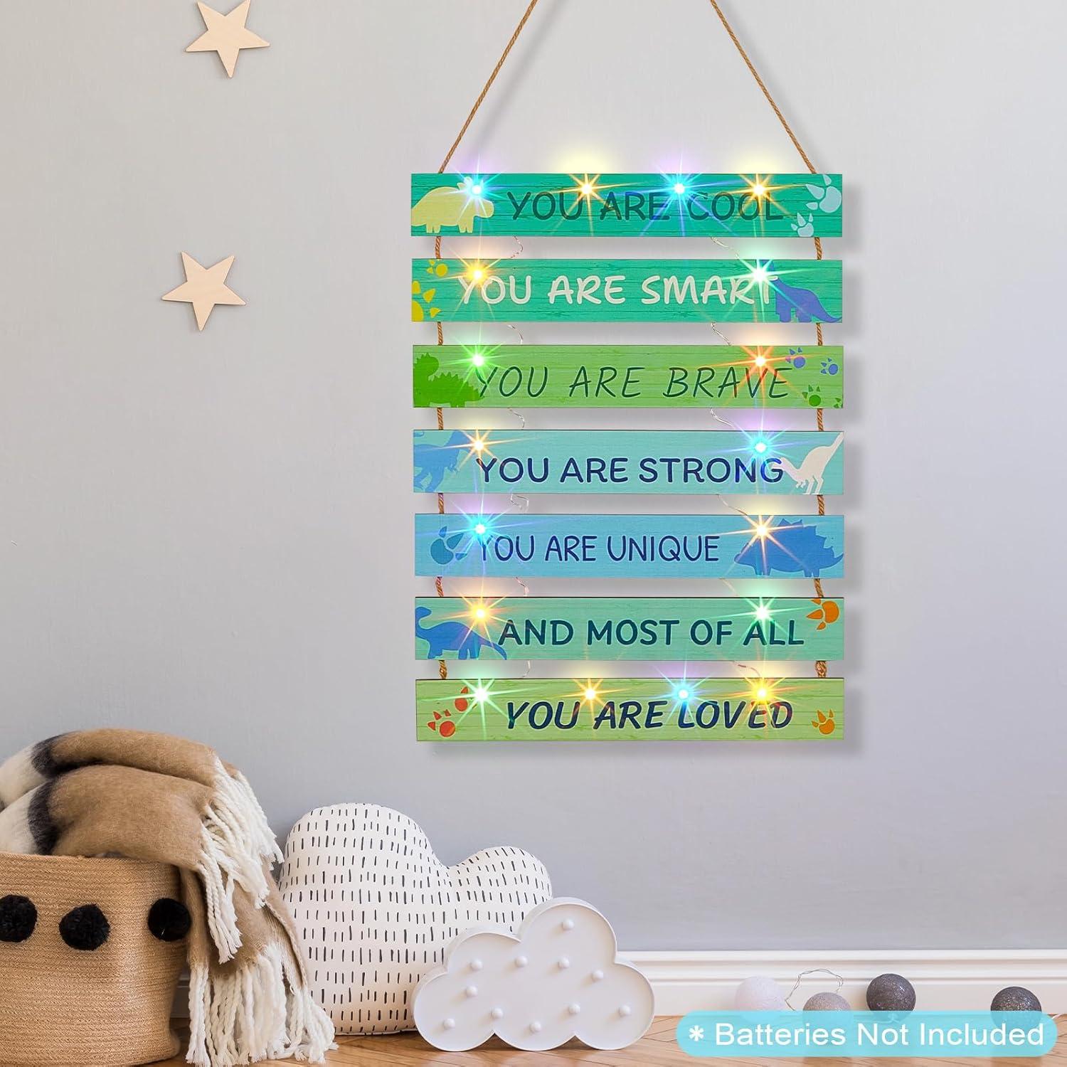 FIOBEE Decoración LED Dinosaurio Verde 20x7.6cm para Niñas