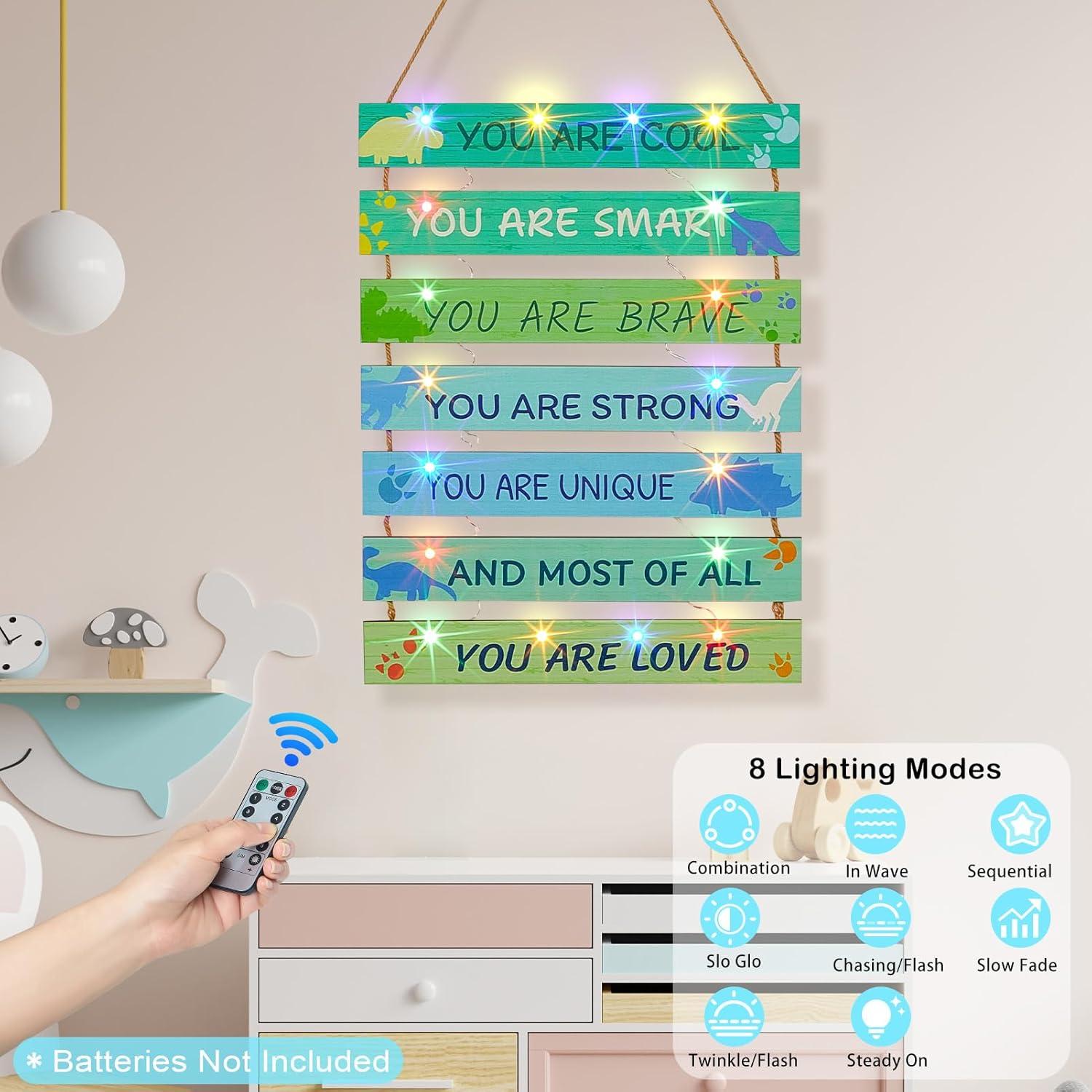 FIOBEE Decoración LED Dinosaurio Verde 20x7.6cm para Niñas